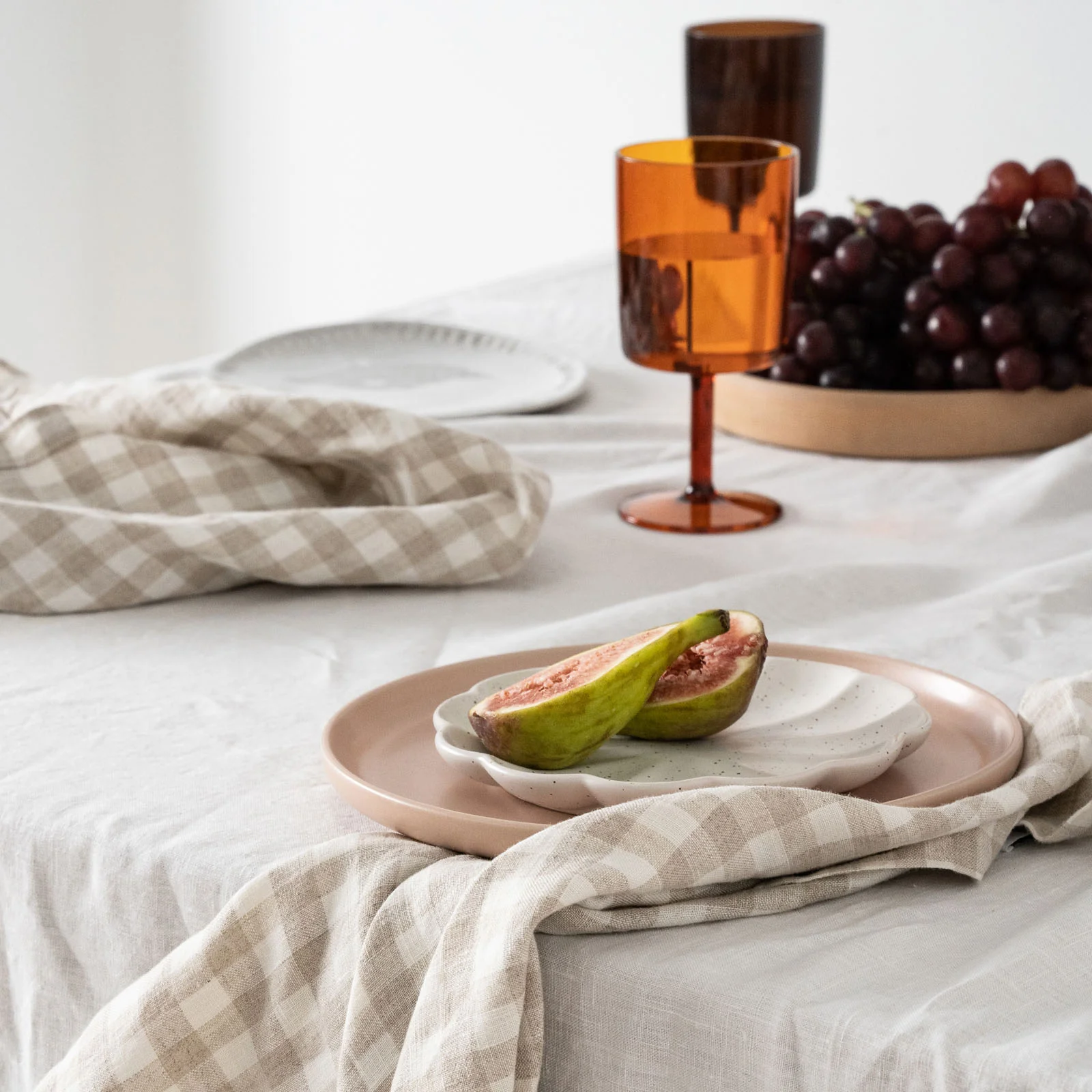 French Flax Linen Napkins (Set Of 4) in Beige Gingham - Image 4