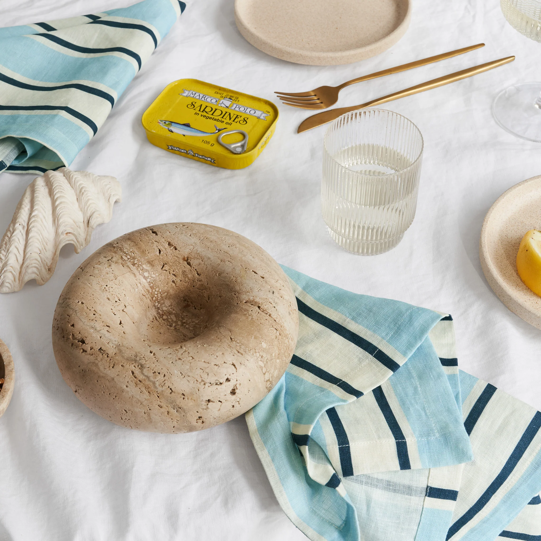 French Flax Linen Napkins (Set Of 4) in Blue Stripe - Image 4