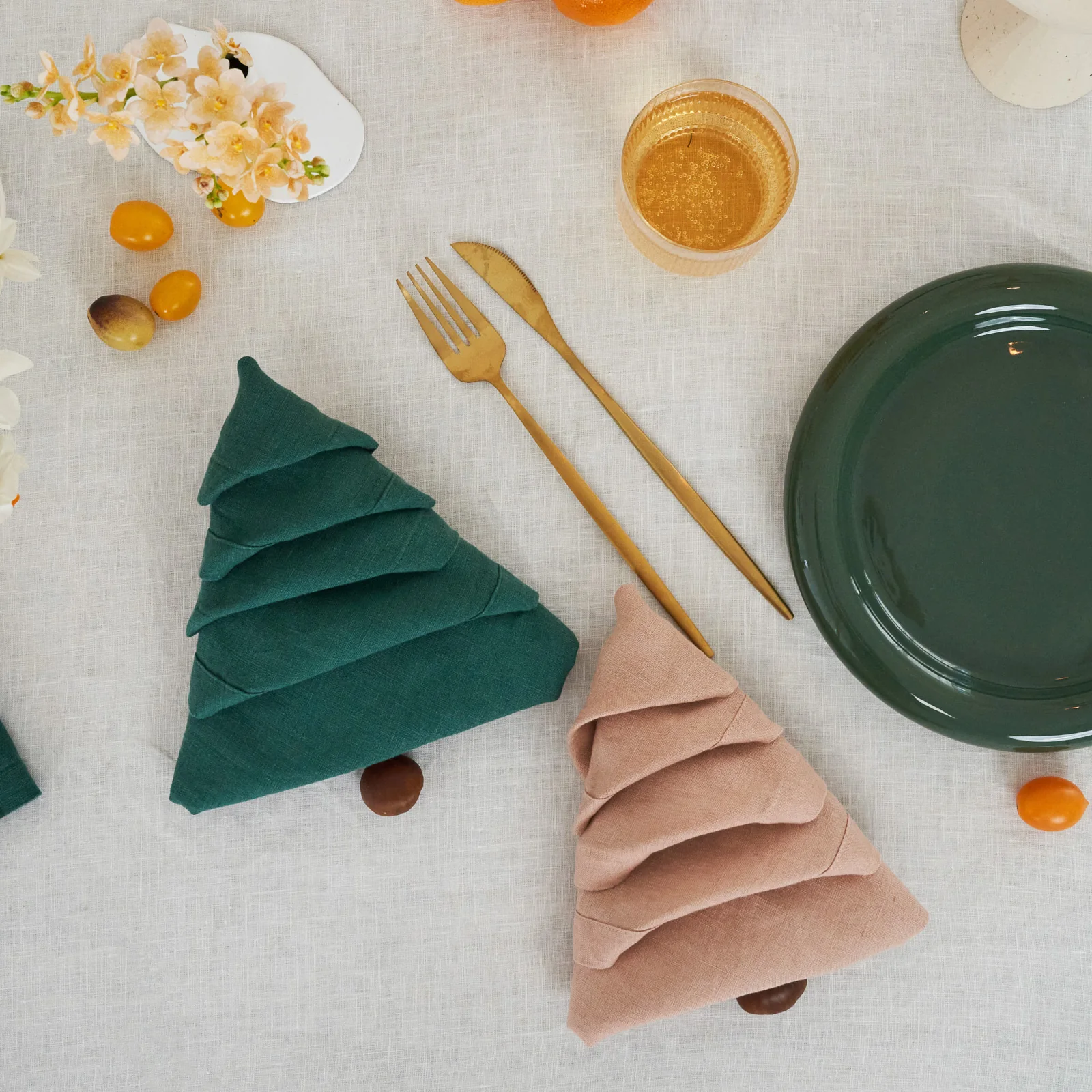 French Flax Linen Napkins (Set Of 4) in Jade/Clay - Image 4