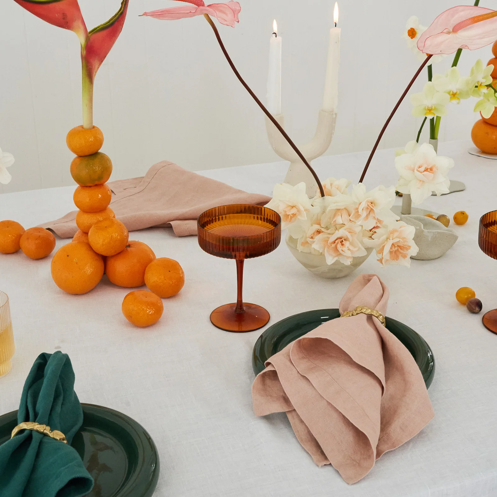 French Flax Linen Napkins (Set Of 4) in Jade/Clay - Image 5