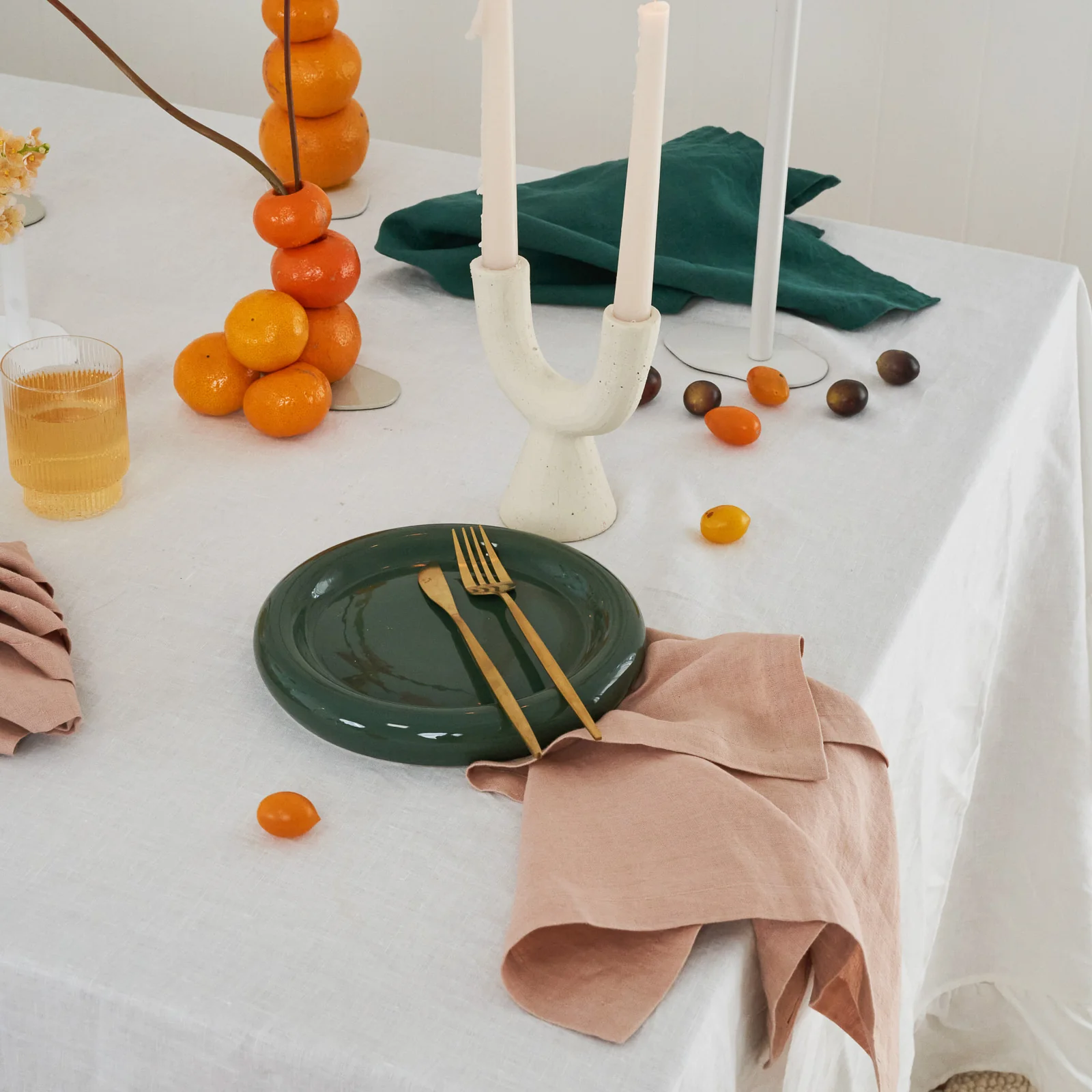 French Flax Linen Napkins (Set Of 4) in Jade/Clay - Image 6