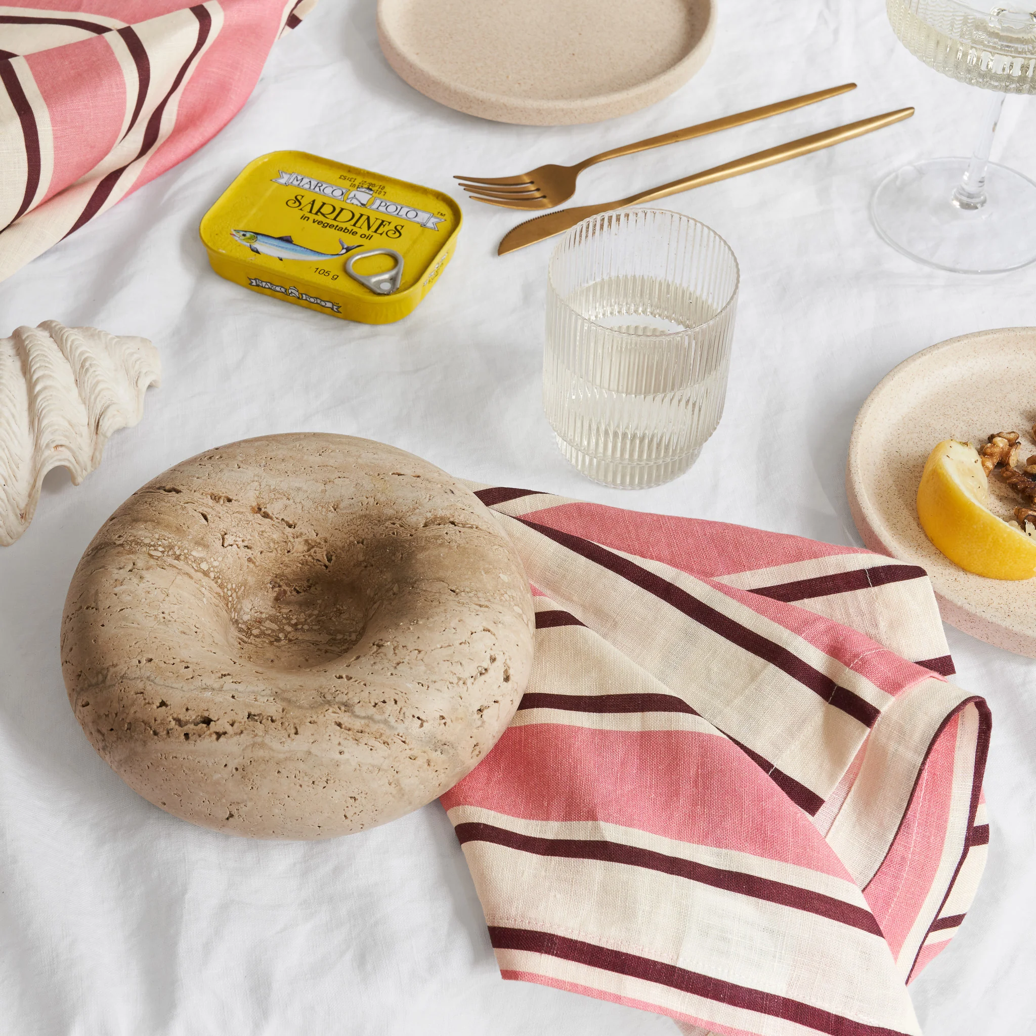 French Flax Linen Napkins (Set Of 4) in Pink Stripe - Image 4
