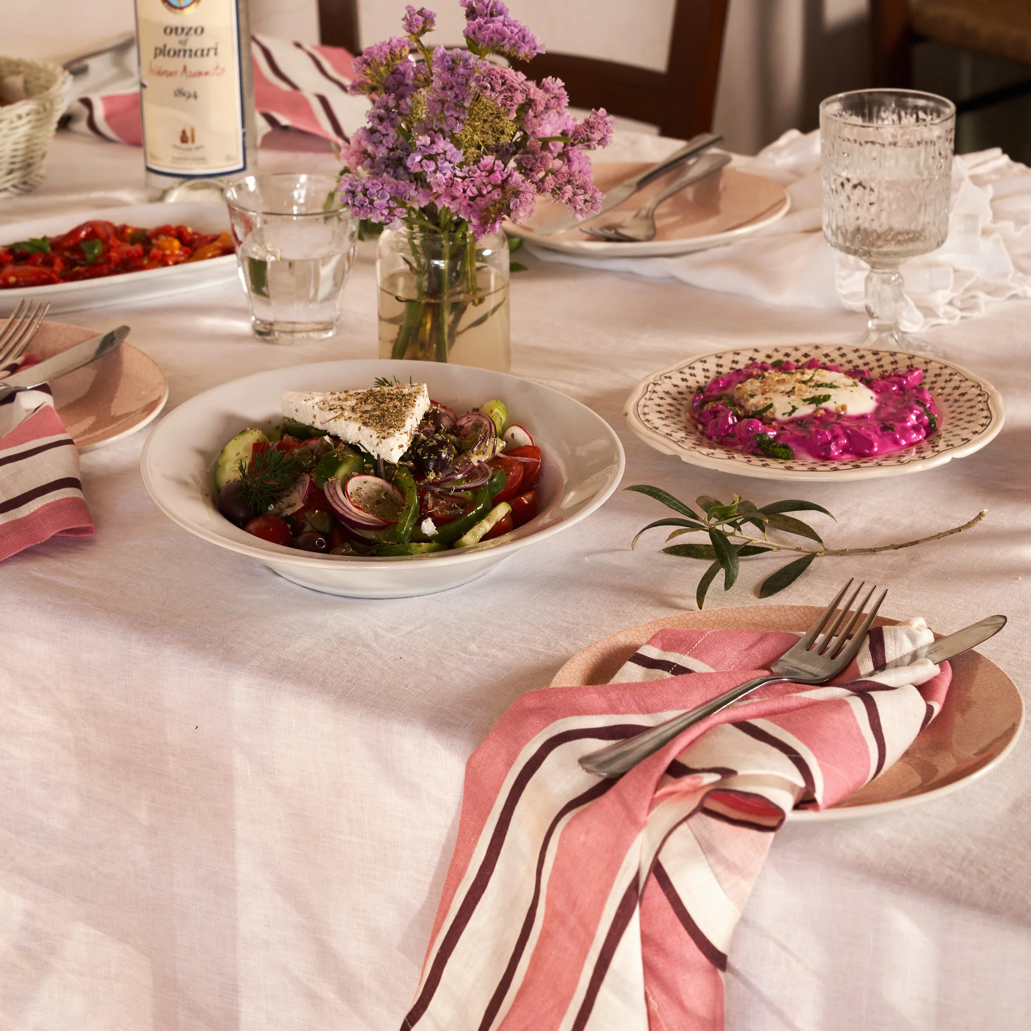 French Flax Linen Napkins (Set Of 4) in Pink Stripe - Image 9