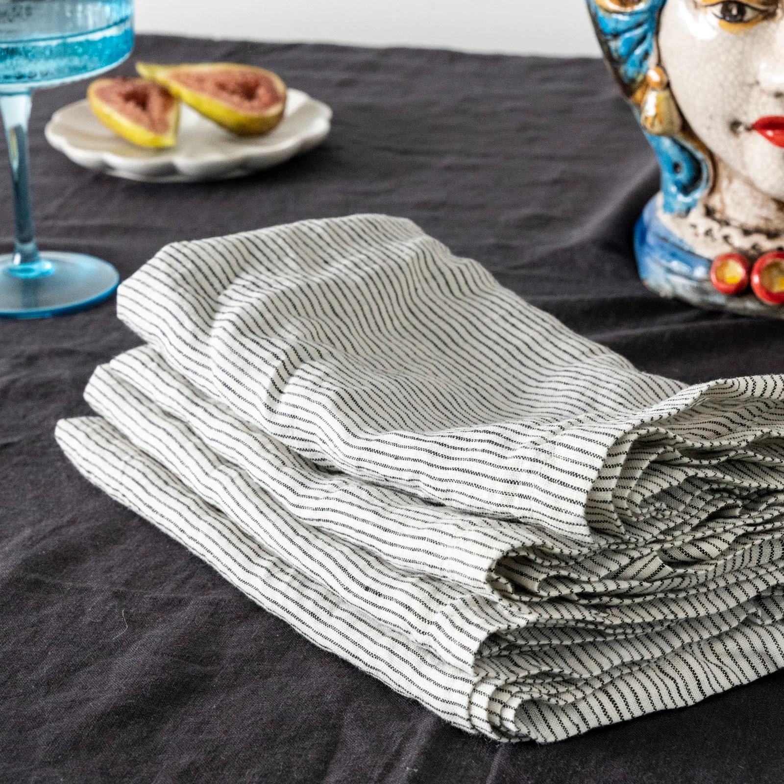 French Flax Linen Napkins (Set Of 4) in Pinstripe - Image 7