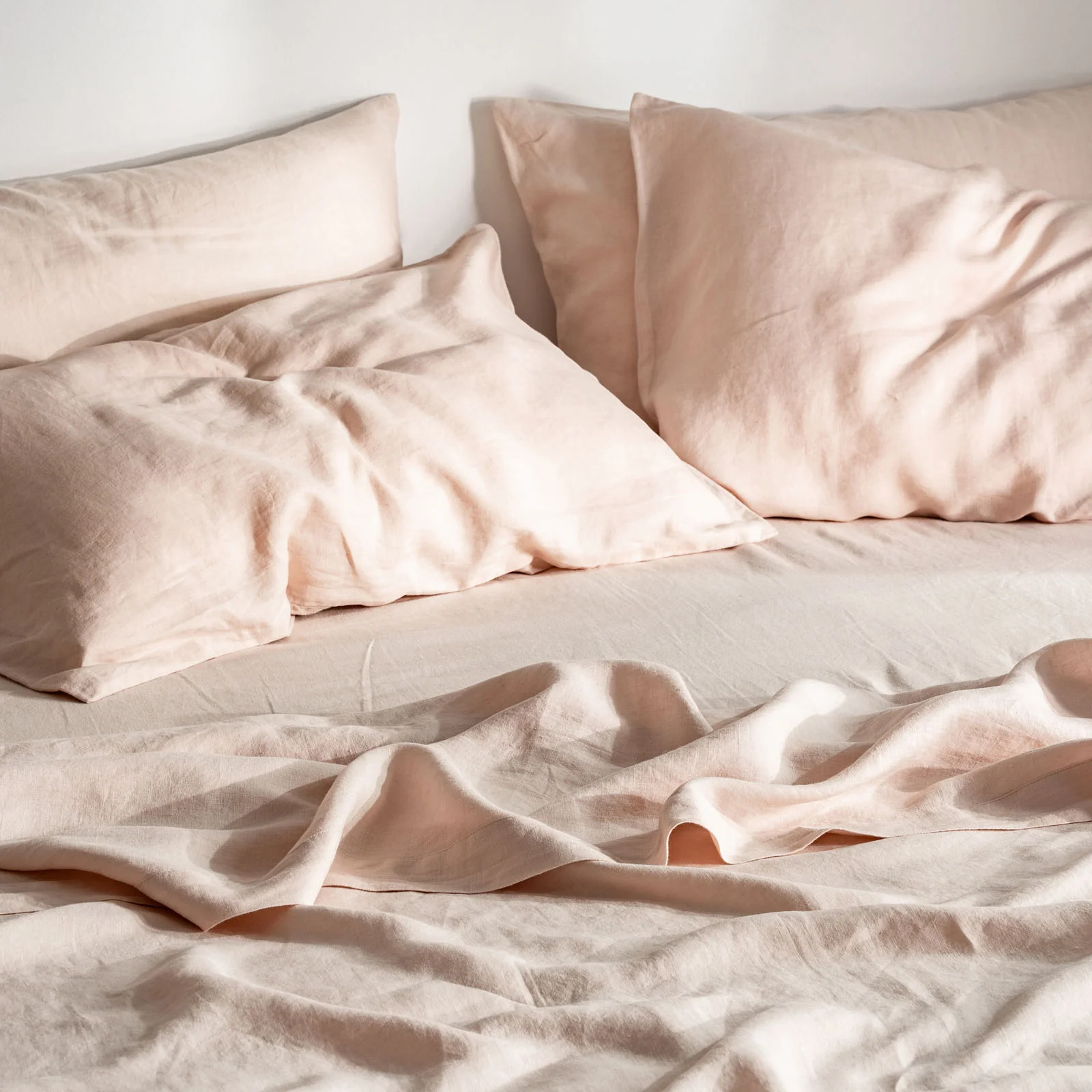 French Flax Linen Pillowcase Set in Blush - Image 4