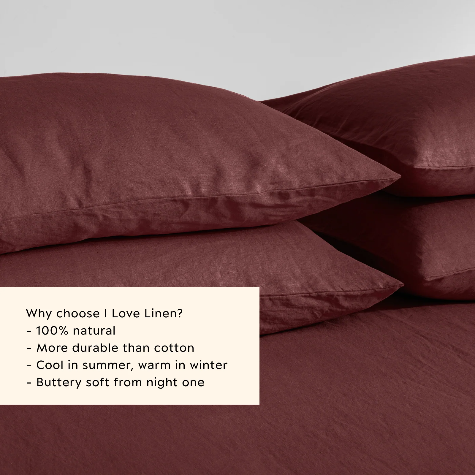 French Flax Linen Pillowcase Set in Cherrywood - Image 4