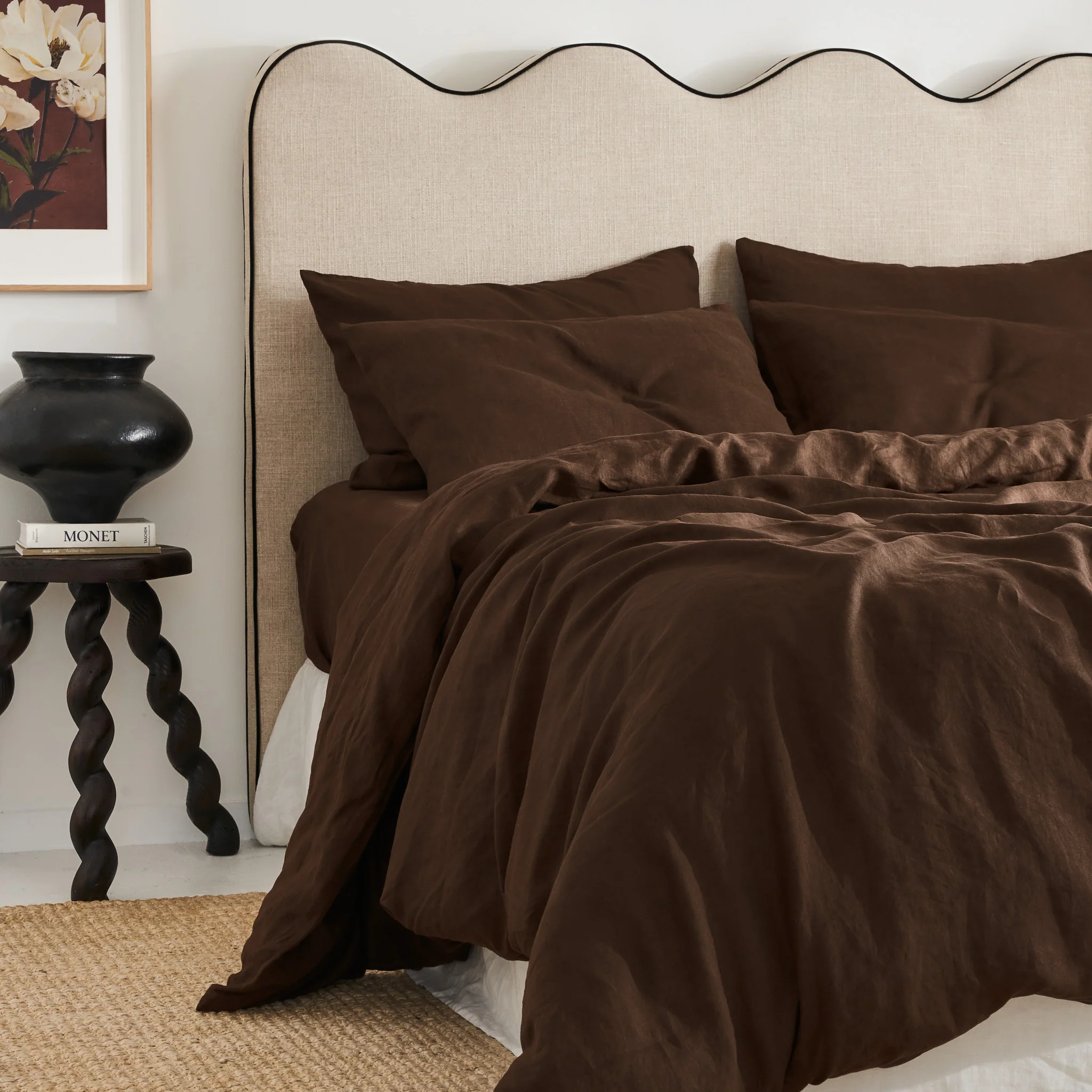French Flax Linen Pillowcase Set in Chocolate - Image 5