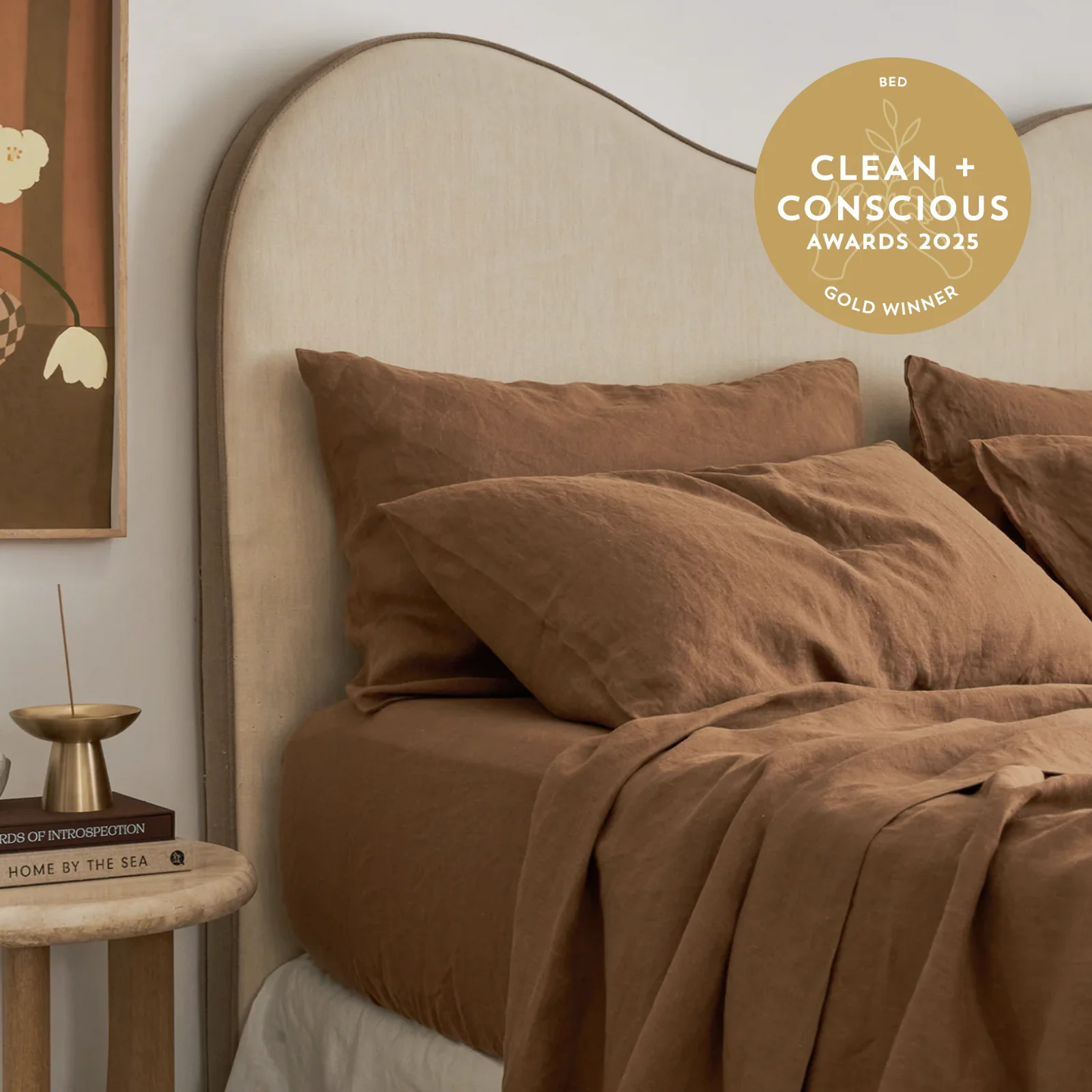 French Flax Linen Pillowcase Set in Hazelnut - Image 5