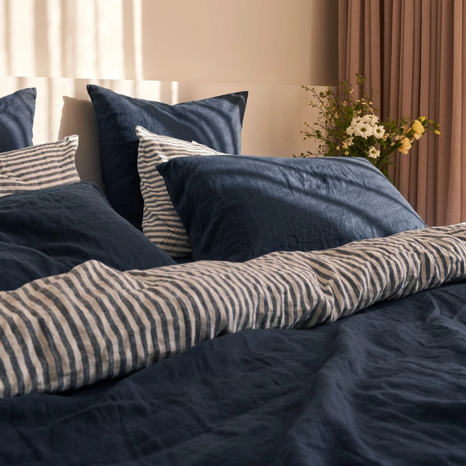 French Flax Linen Pillowcase Set in Indigo - Image 8