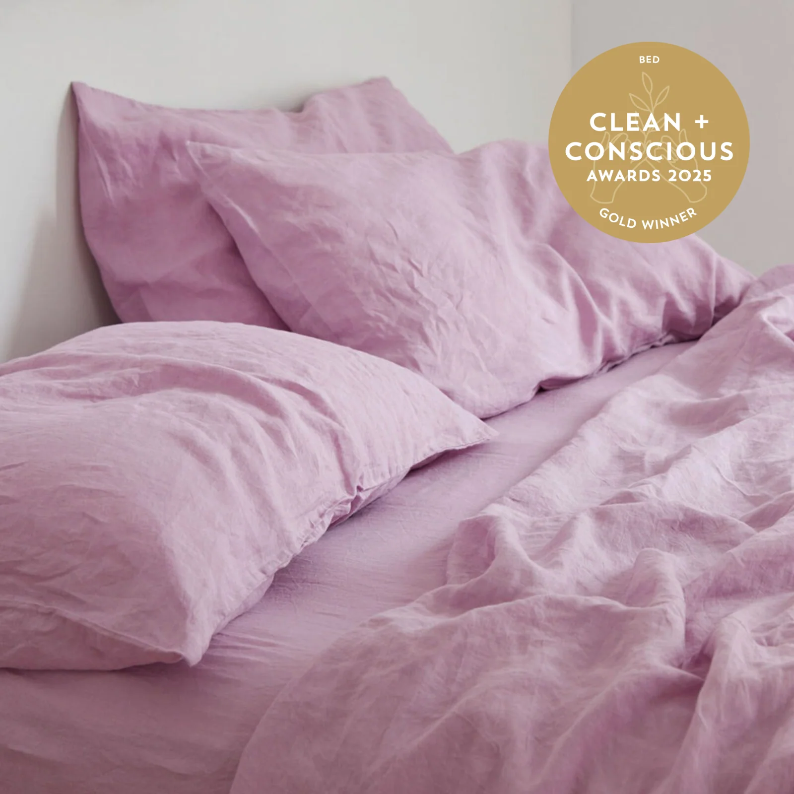 French Flax Linen Pillowcase Set in Lilac - Image 5