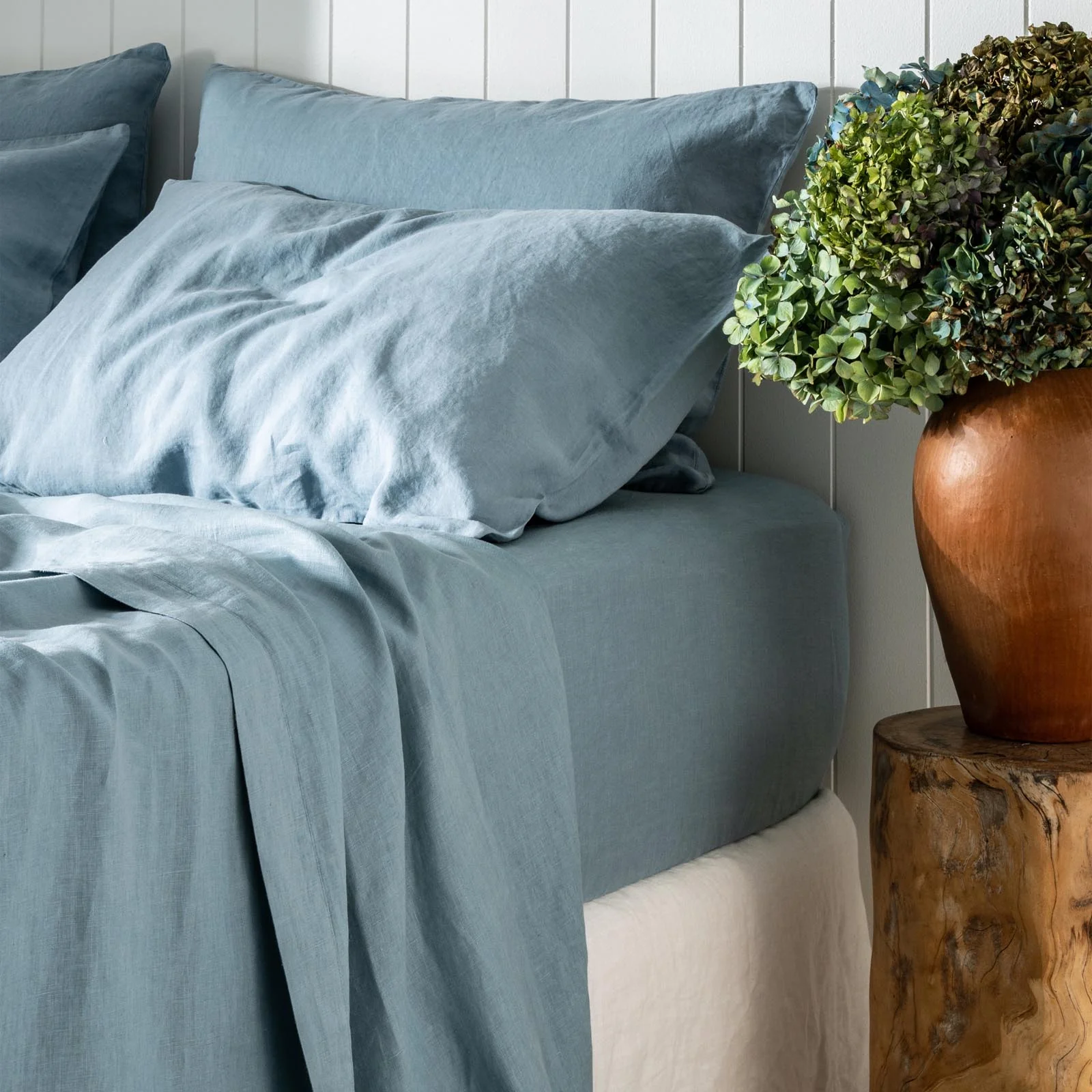 French Flax Linen Pillowcase Set in Marine Blue - Image 8