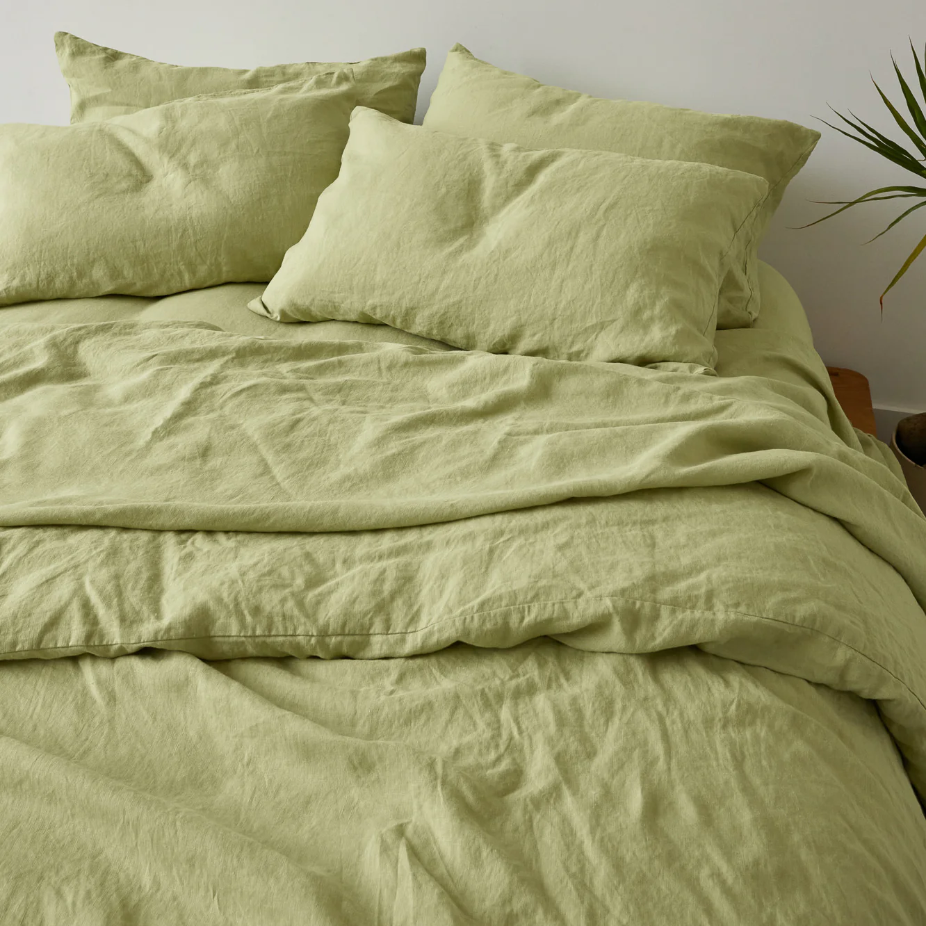 French Flax Linen Pillowcase Set in Matcha - Image 8