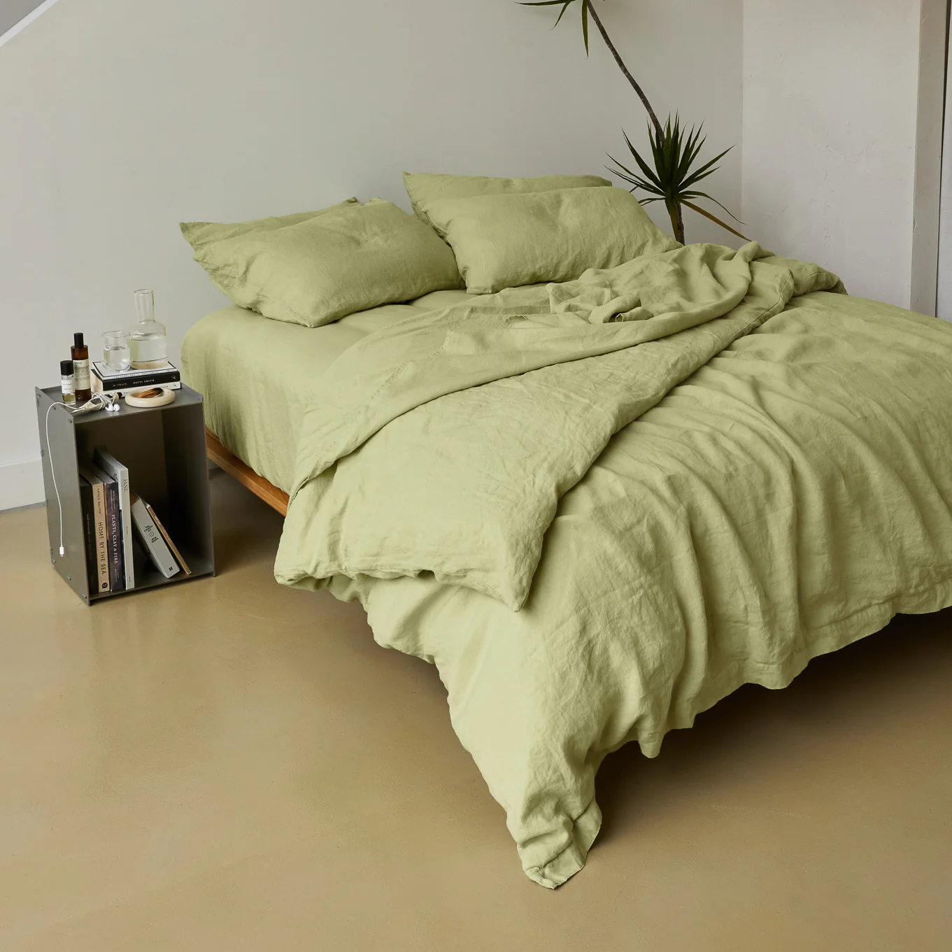 French Flax Linen Pillowcase Set in Matcha - Image 9