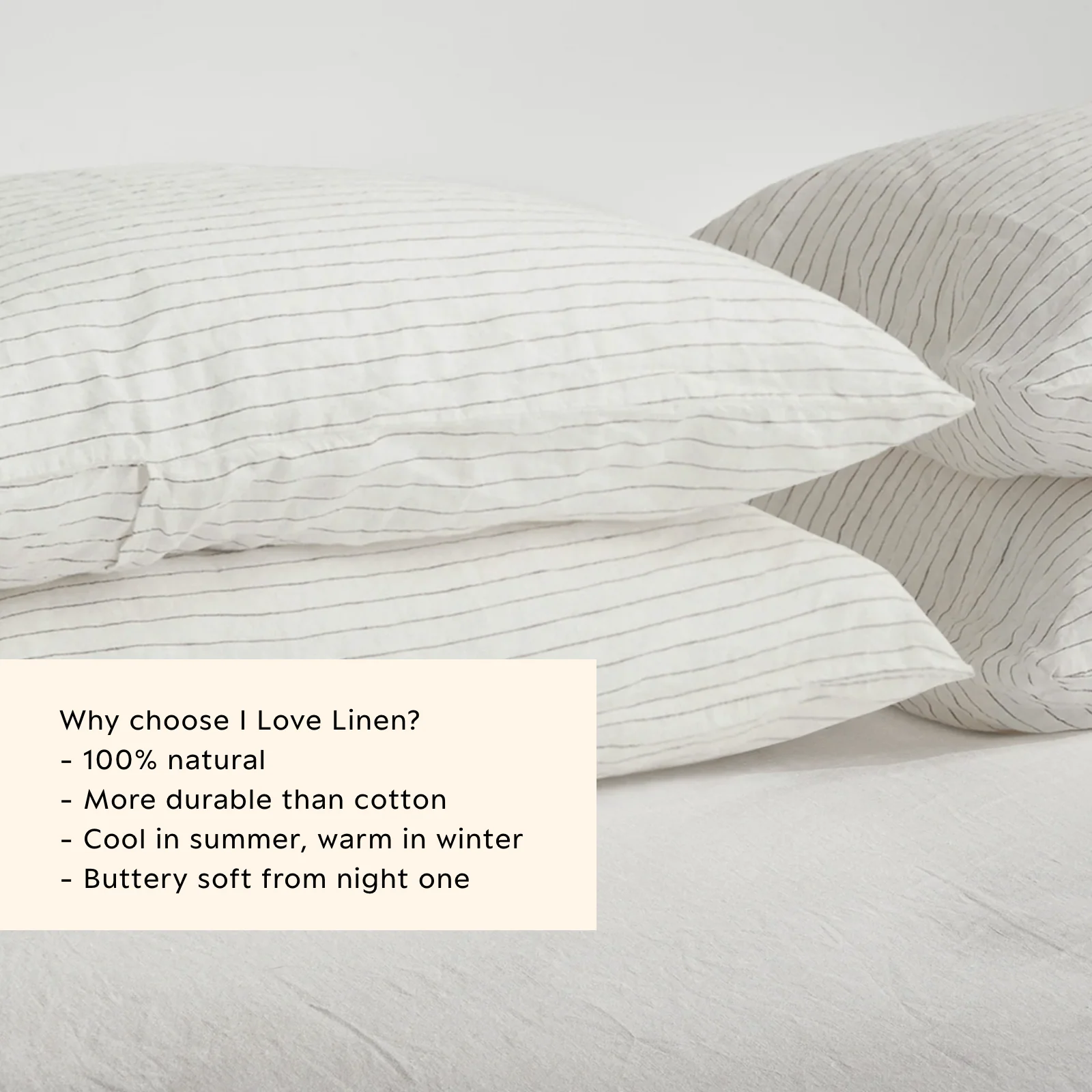 French Flax Linen Pillowcase Set in Olive Stripe - Image 3