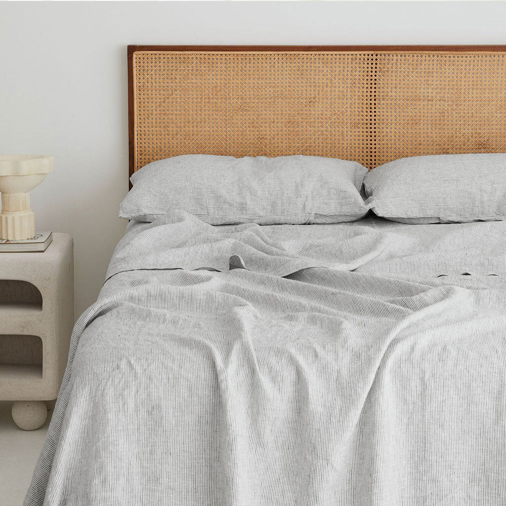 French Flax Linen Pillowcase Set in Pinstripe - Image 7