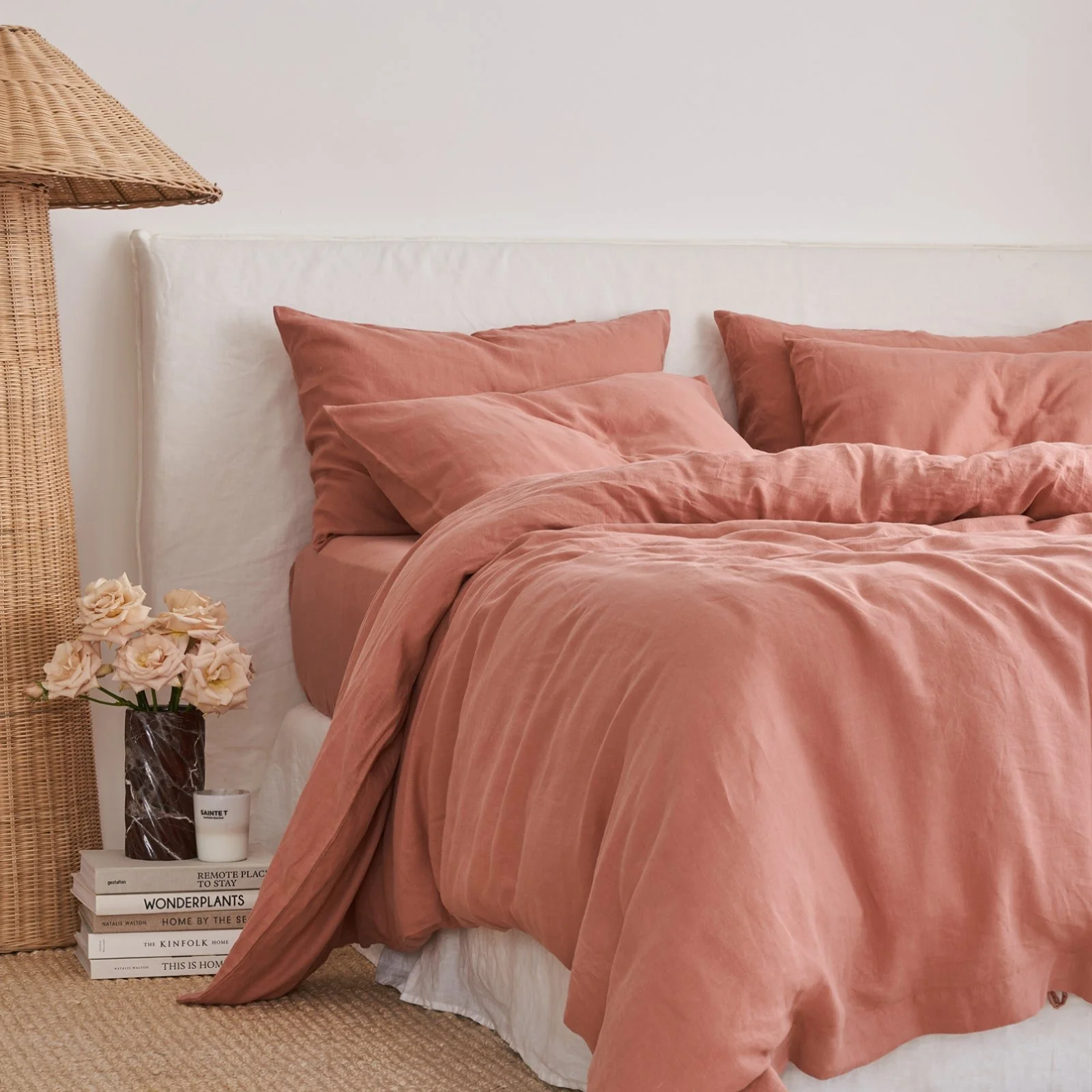 French Flax Linen Pillowcase Set in Rosa - Image 4