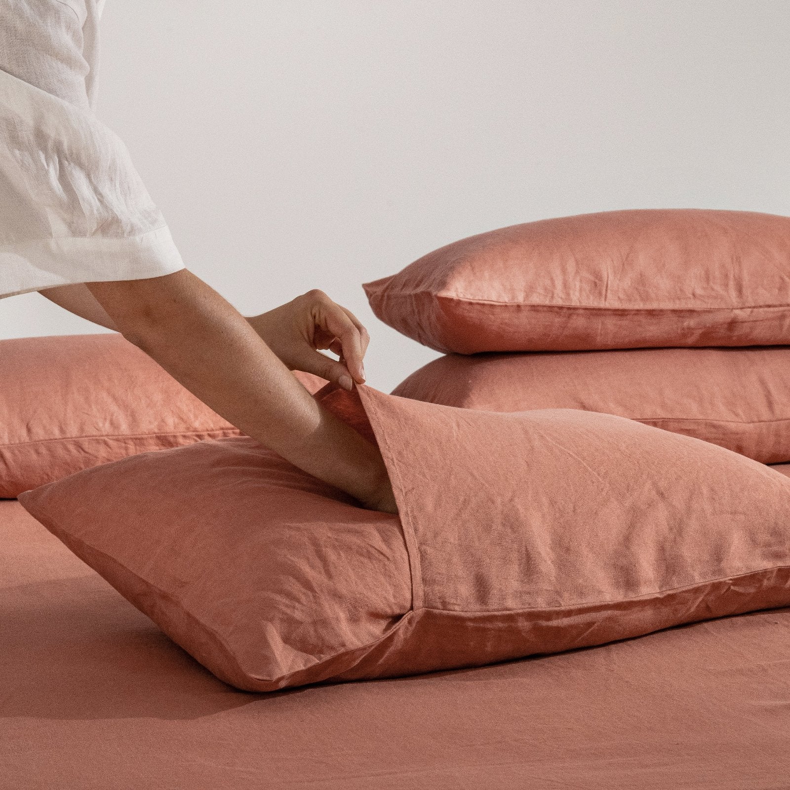 French Flax Linen Pillowcase Set in Rosa - Image 6