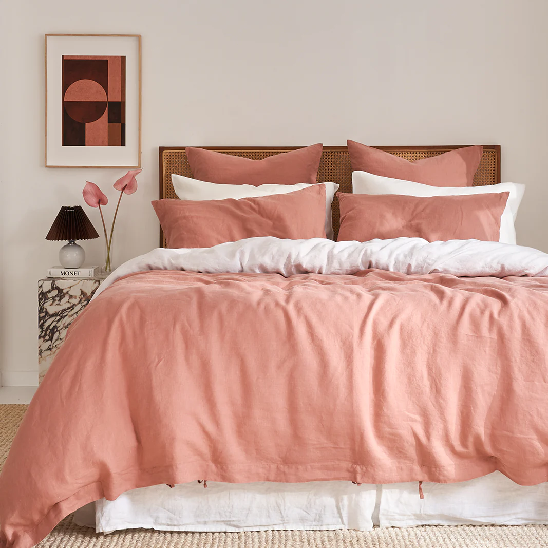French Flax Linen Pillowcase Set in Rosa - Image 9
