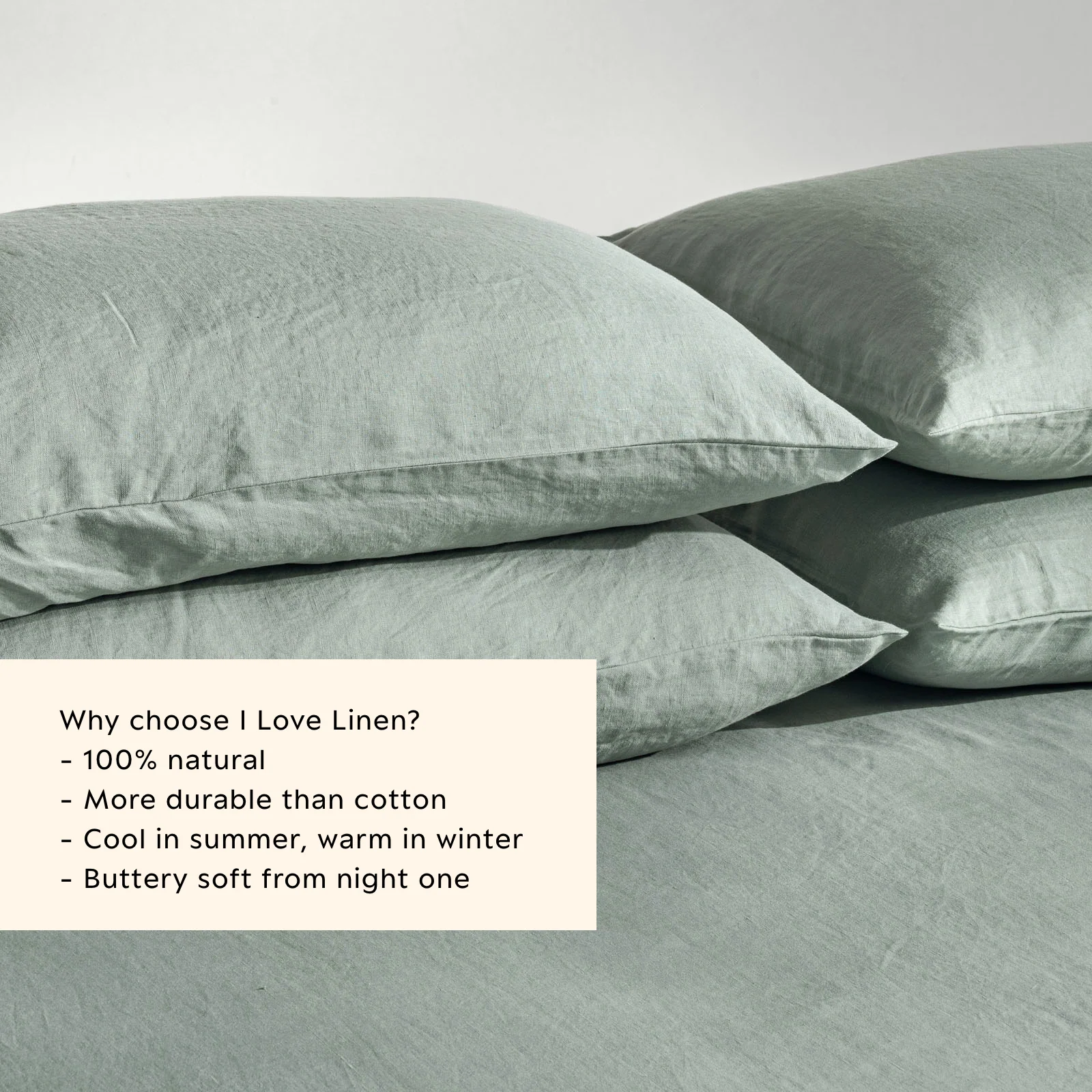 French Flax Linen Pillowcase Set in Sage - Image 3