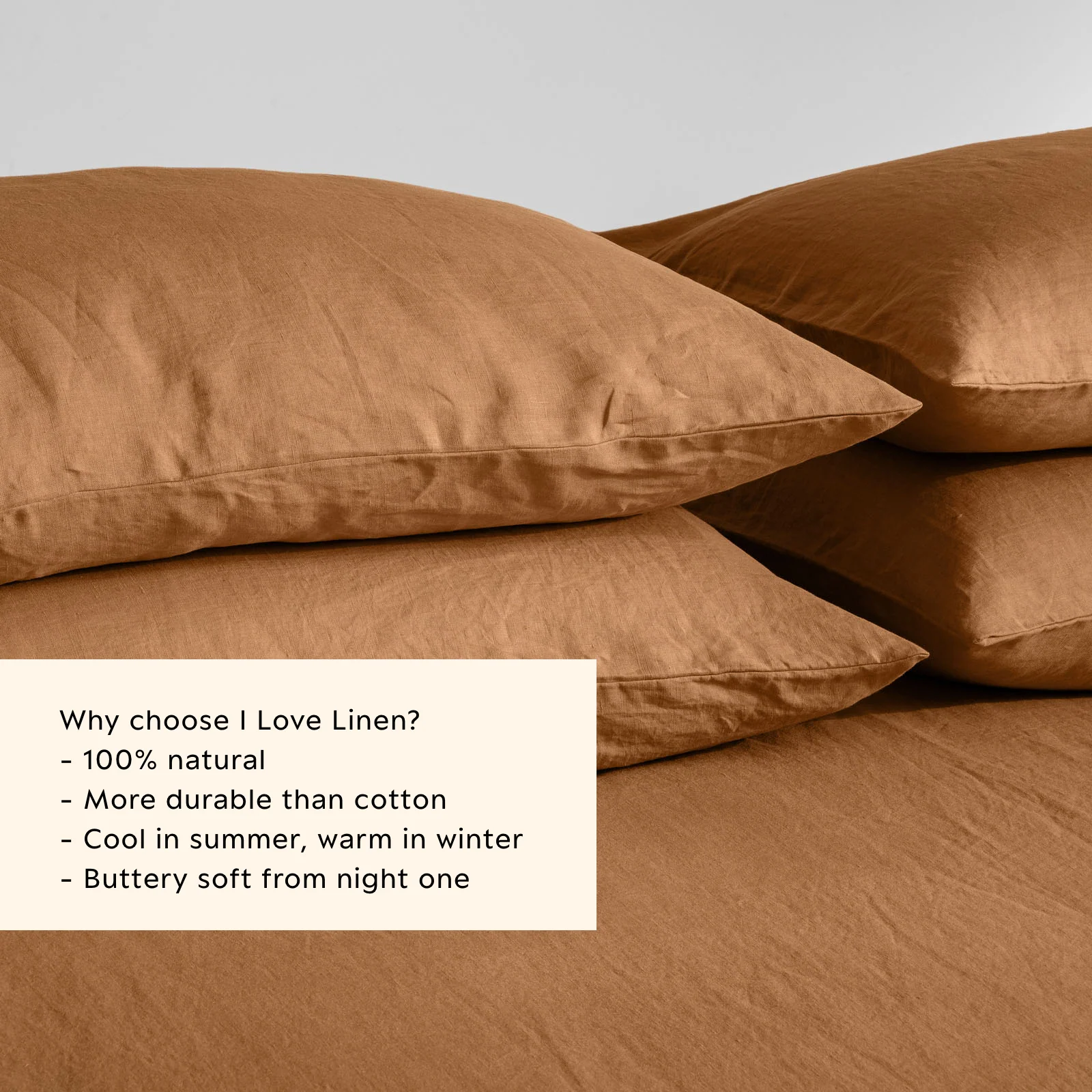 French Flax Linen Pillowcase Set in Sandalwood - Image 3