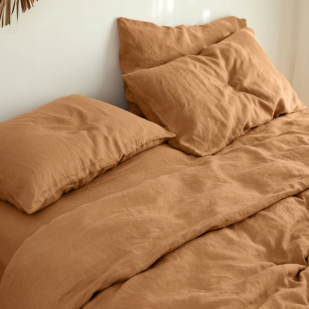French Flax Linen Pillowcase Set in Sandalwood - Image 4