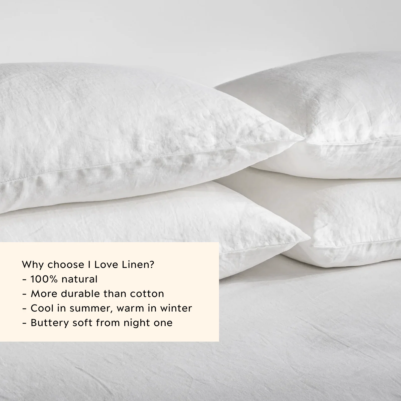 French Flax Linen Pillowcase Set in White - Image 3