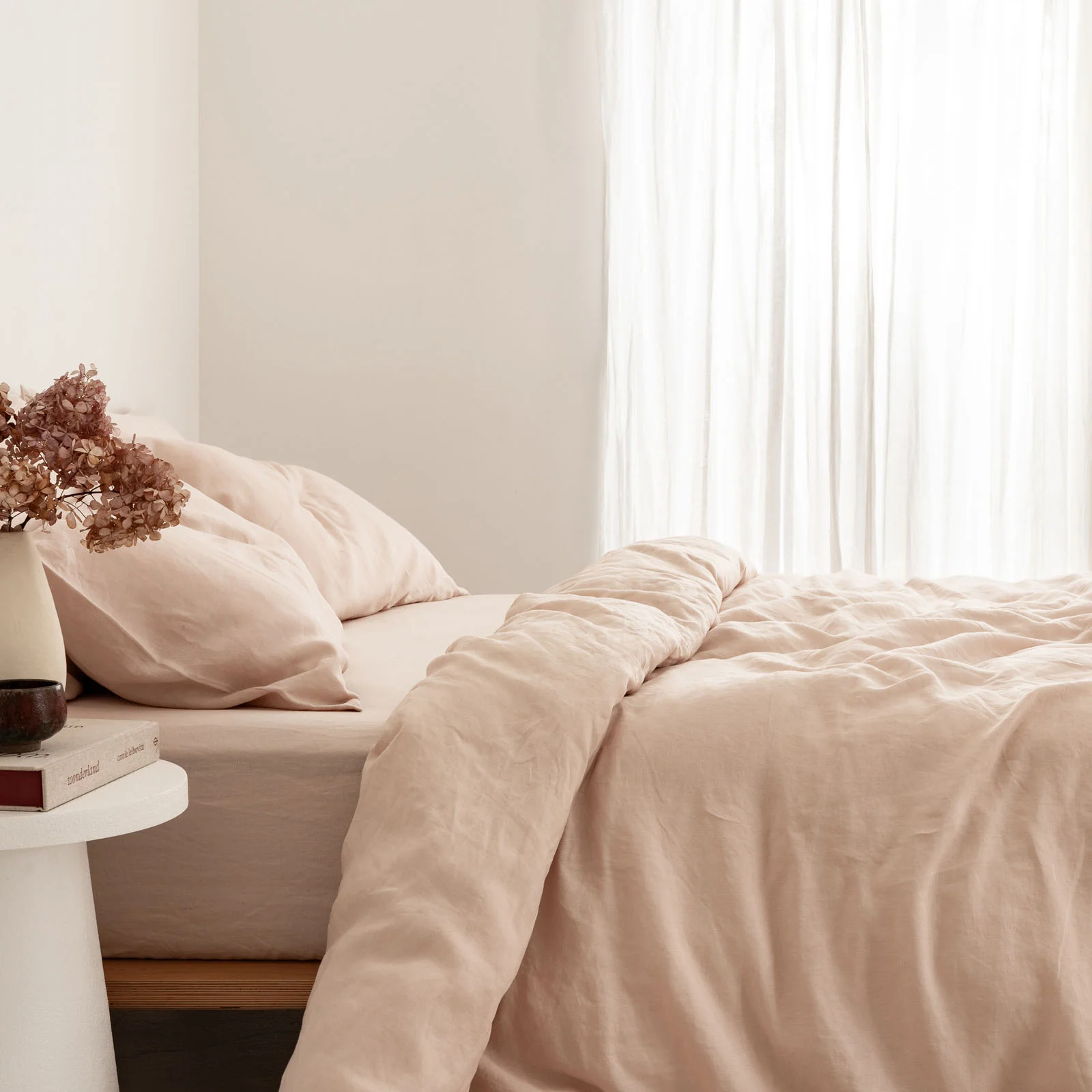 French Flax Linen Quilt Cover in Blush - Image 8