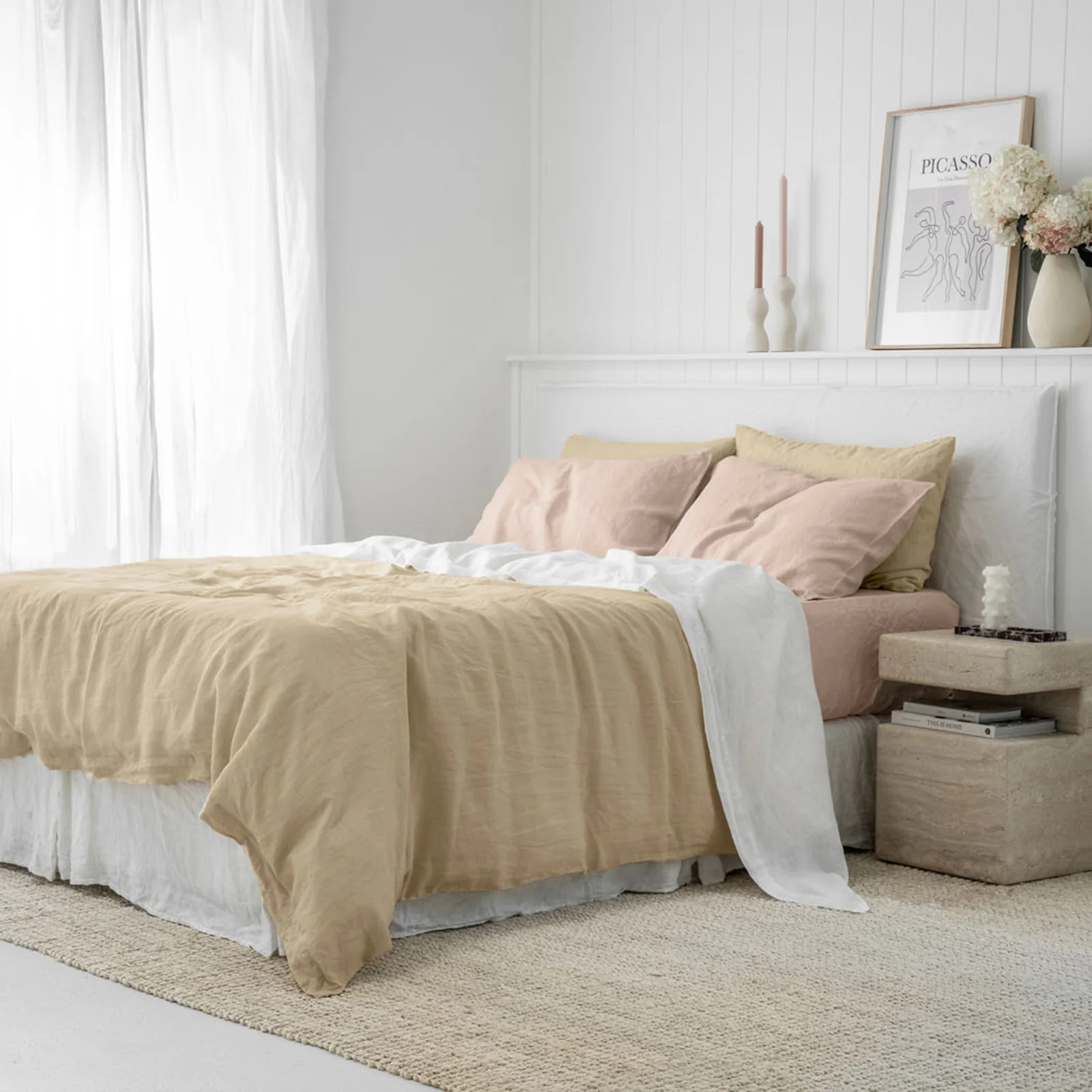French Flax Linen Quilt Cover in Creme - Image 7