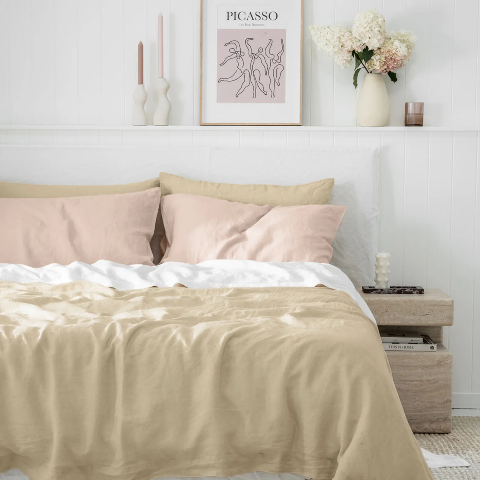 French Flax Linen Quilt Cover in Creme - Image 9