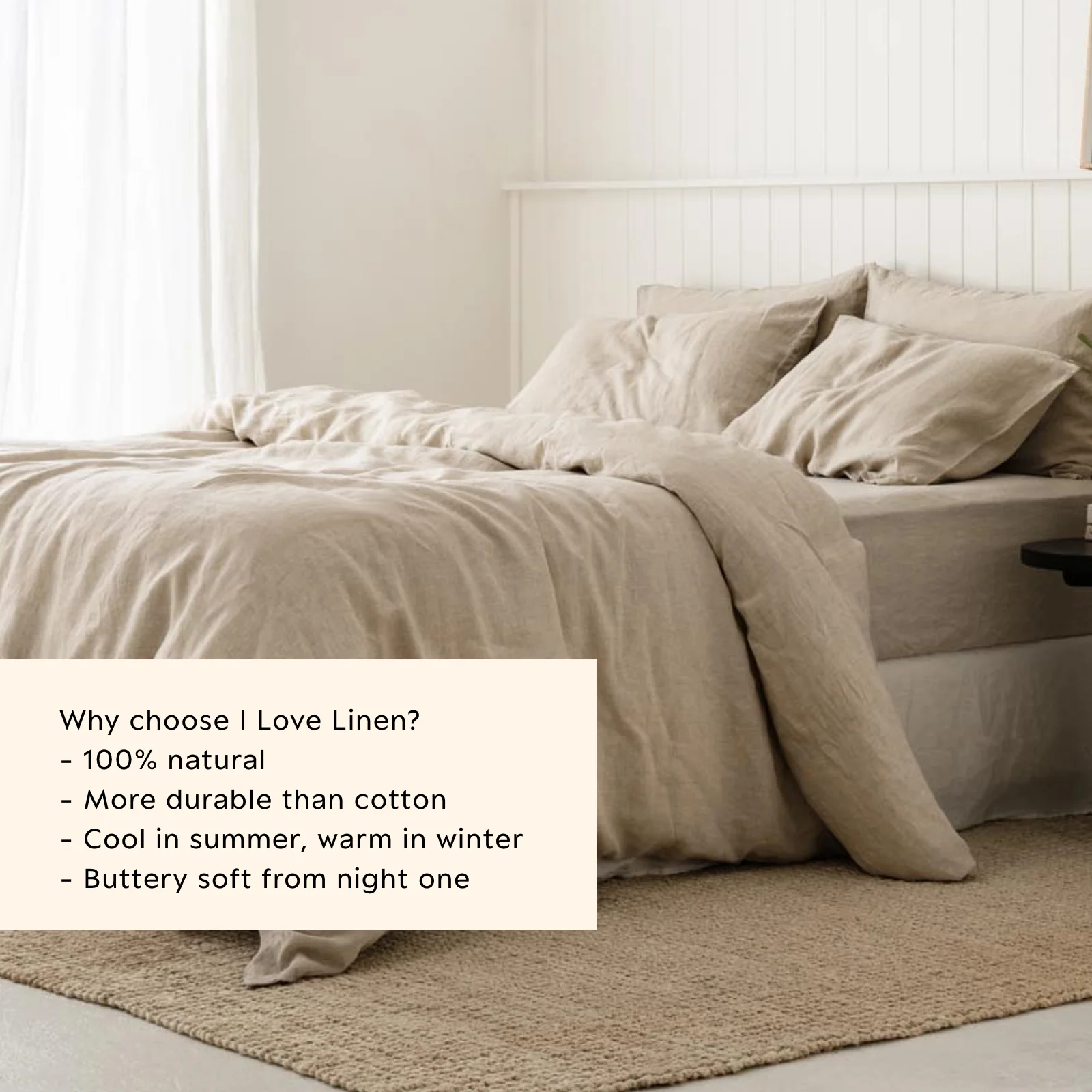 French Flax Linen Quilt Cover in Natural - Image 4