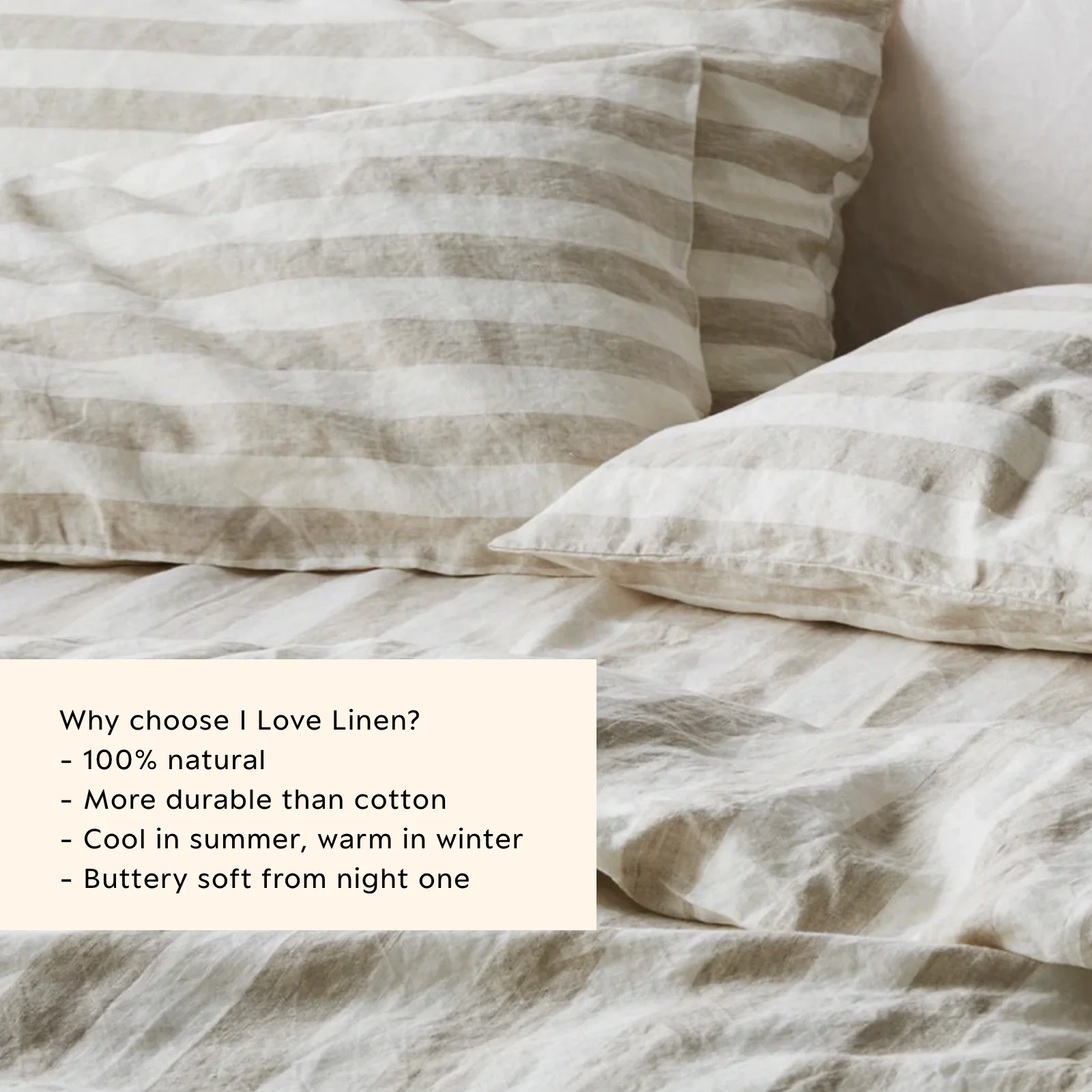 French Flax Linen Quilt Cover in Natural Thick Stripe - Image 5