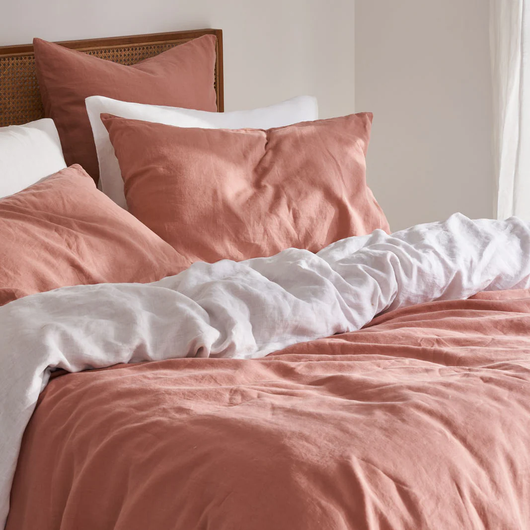 French Flax Linen Quilt Cover in Rosa - Image 10