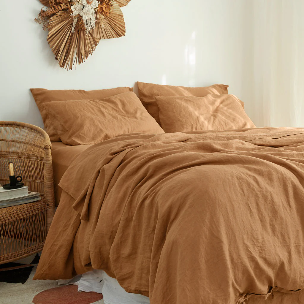French Flax Linen Quilt Cover in Sandalwood - Image 2