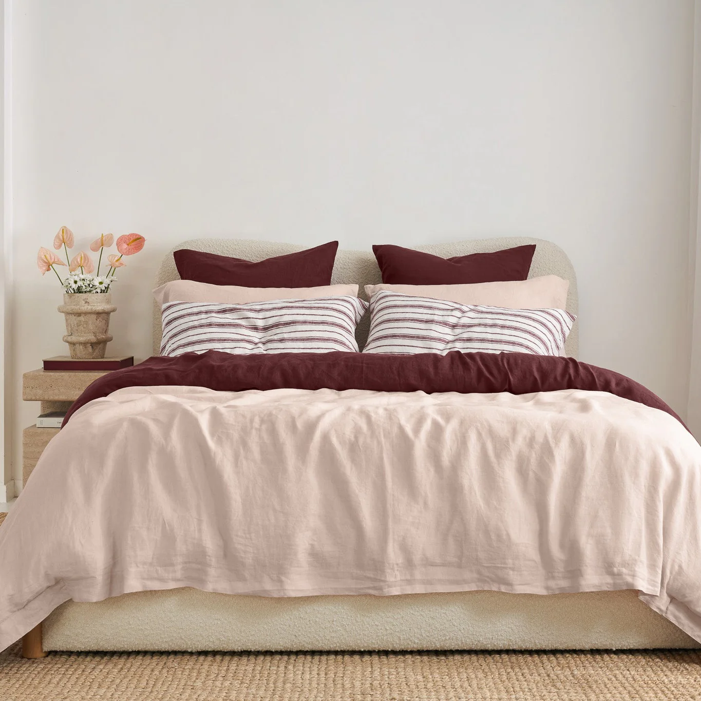 French Flax Linen Quilt Cover in Blush - Image 10