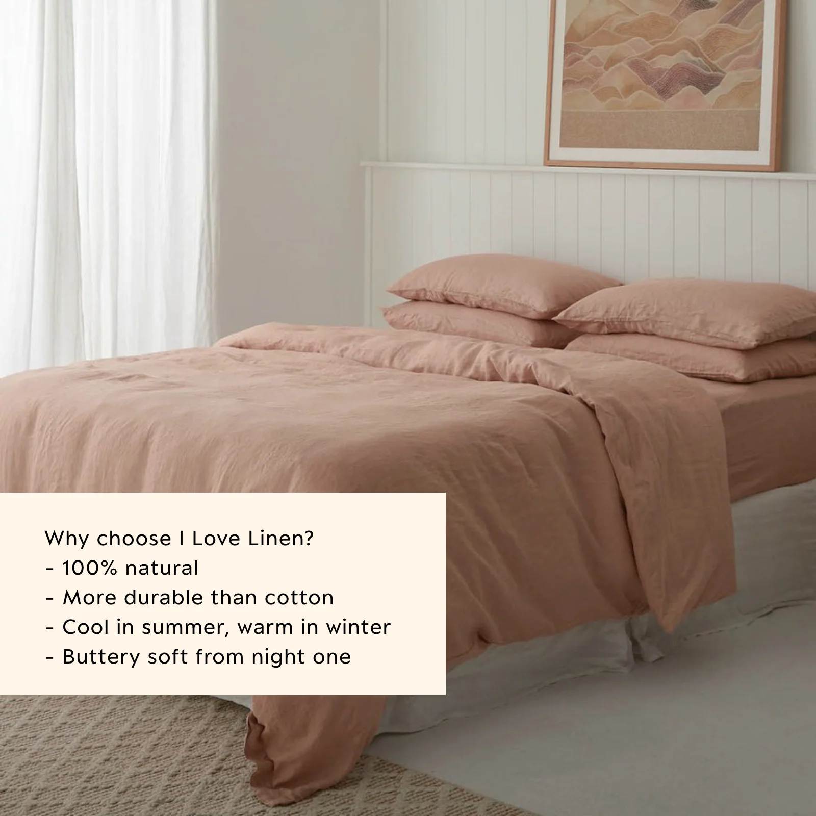 French Flax Linen Quilt Cover Set in Clay - Image 11