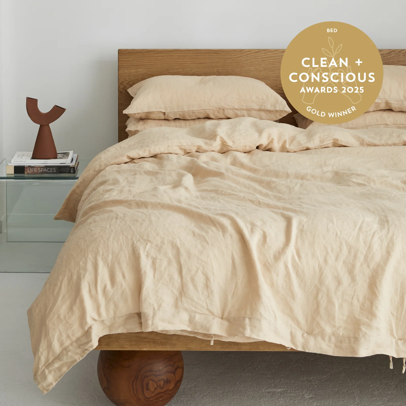 French Flax Linen Quilt Cover Set in Creme - Image 4