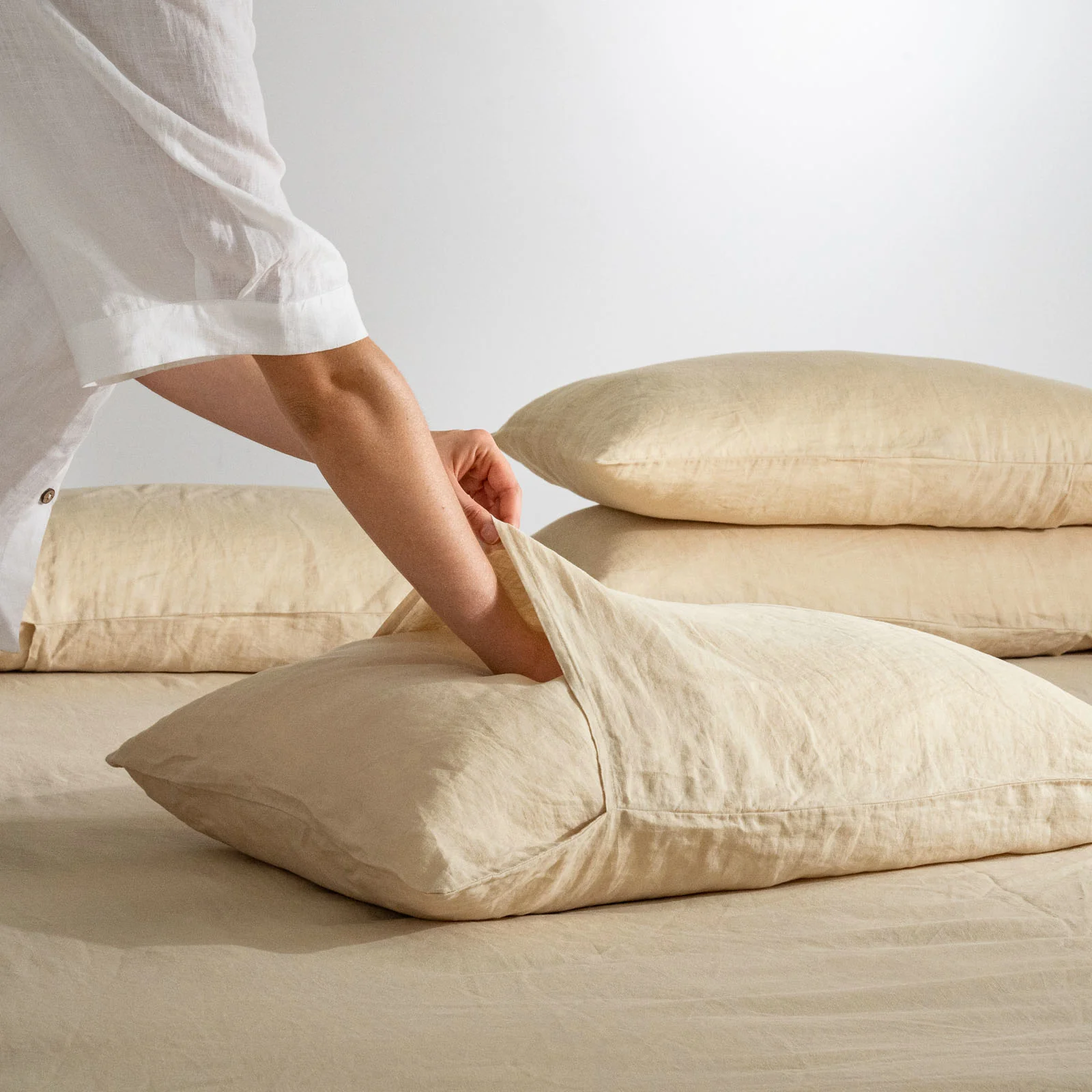 French Flax Linen Quilt Cover Set in Creme - Image 7