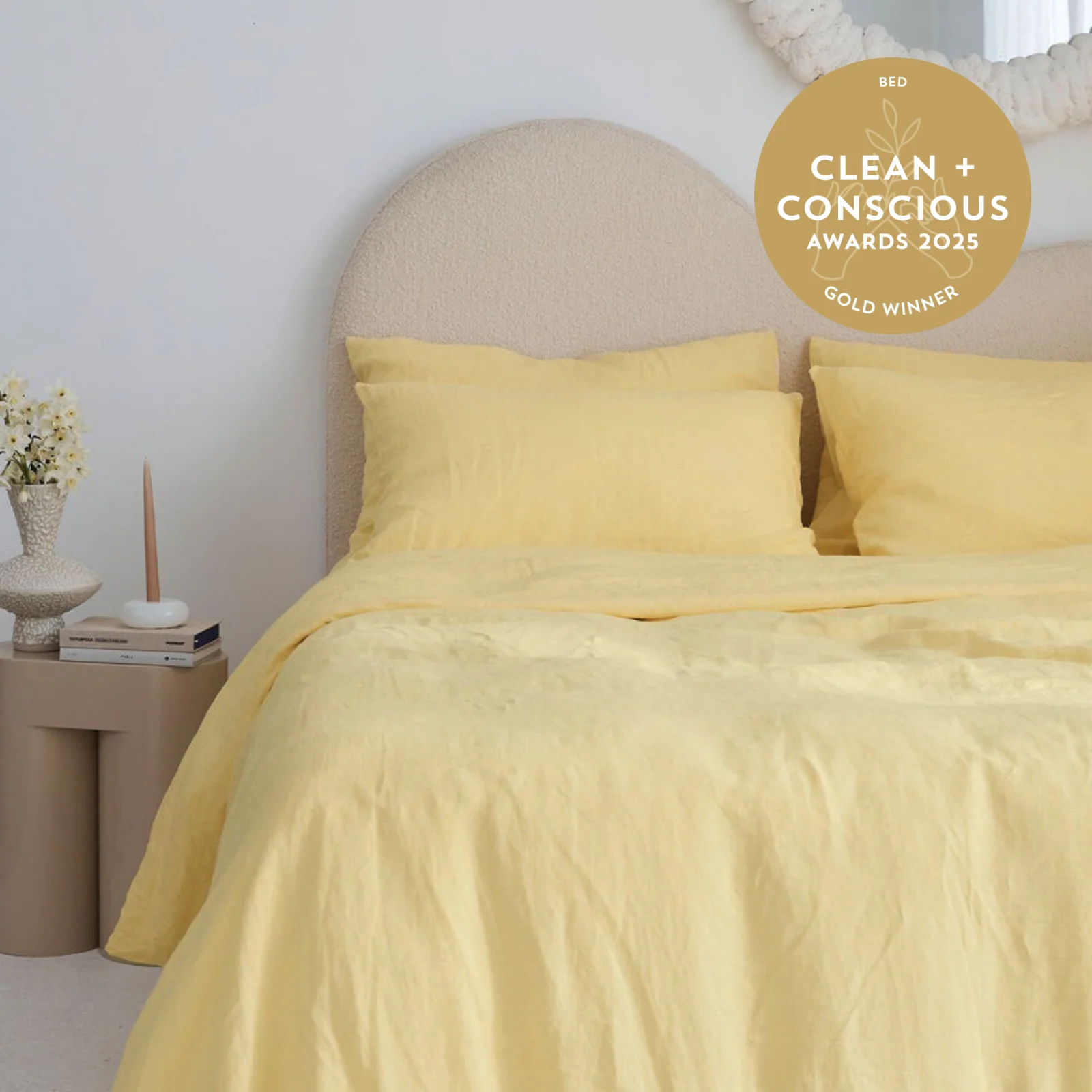 French Flax Linen Quilt Cover Set in Daisy - Image 7