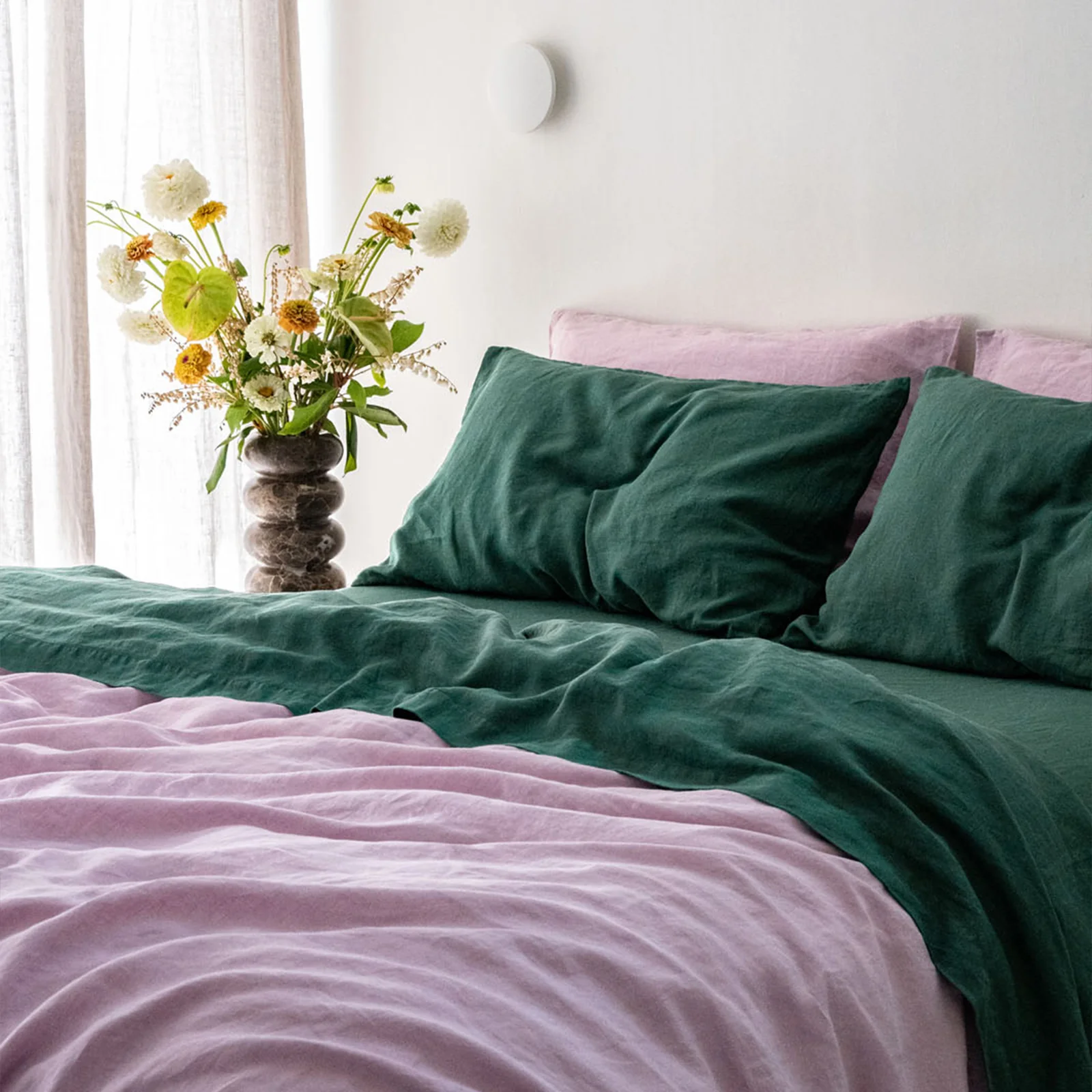 French Flax Linen Quilt Cover Set in Lilac - Image 11