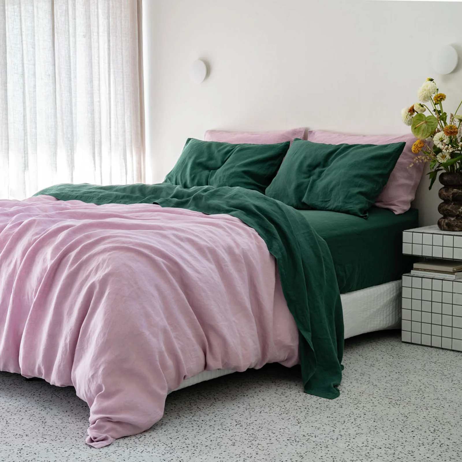 French Flax Linen Quilt Cover Set in Lilac - Image 6