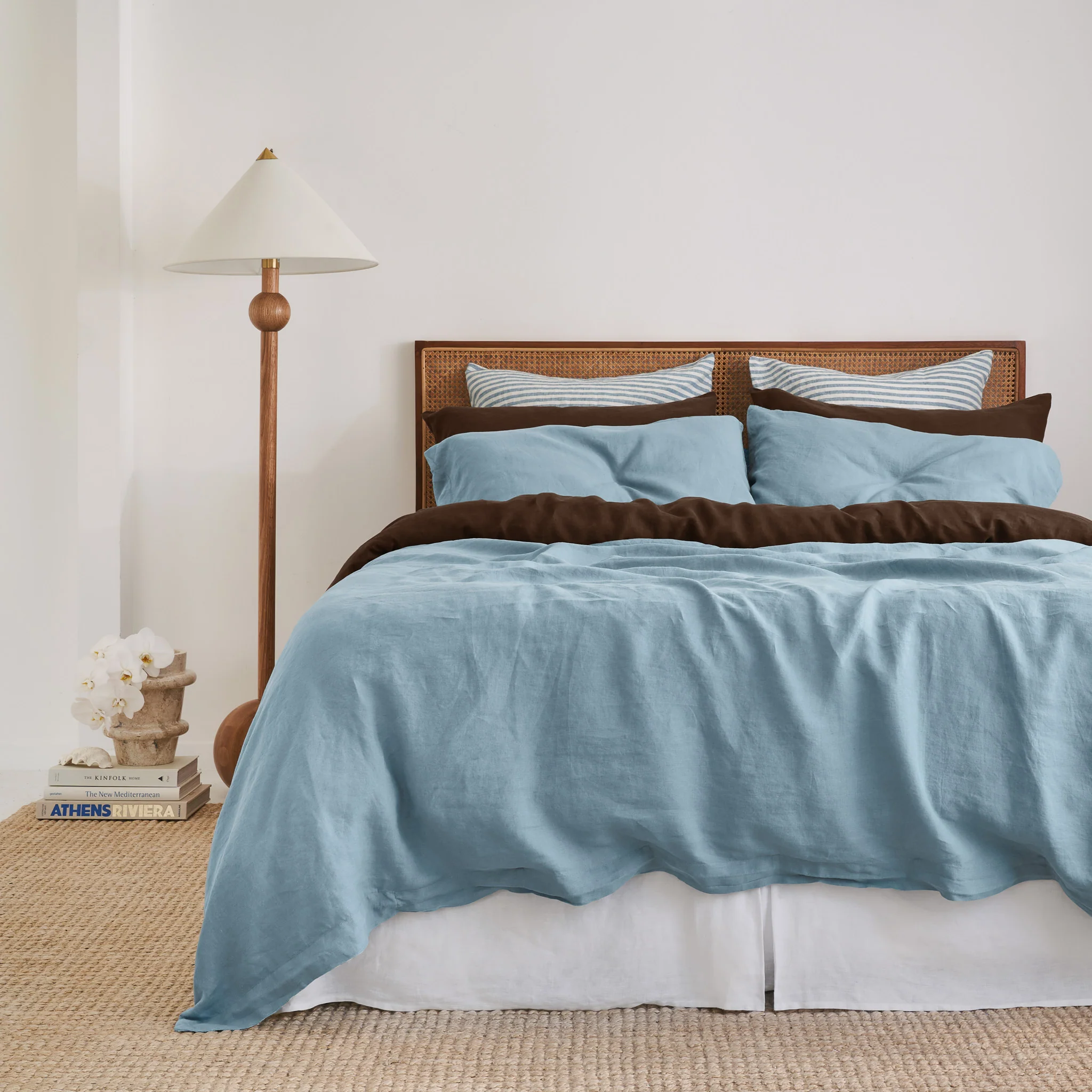 French Flax Linen Quilt Cover in Marine Blue - Image 10