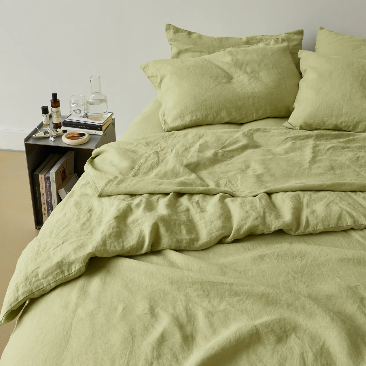 French Flax Linen Quilt Cover Set in Matcha - Image 10