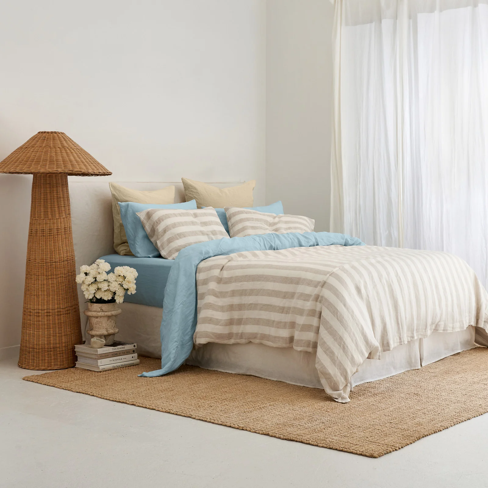 French Flax Linen Quilt Cover Set in Natural Thick Stripe - Image 4