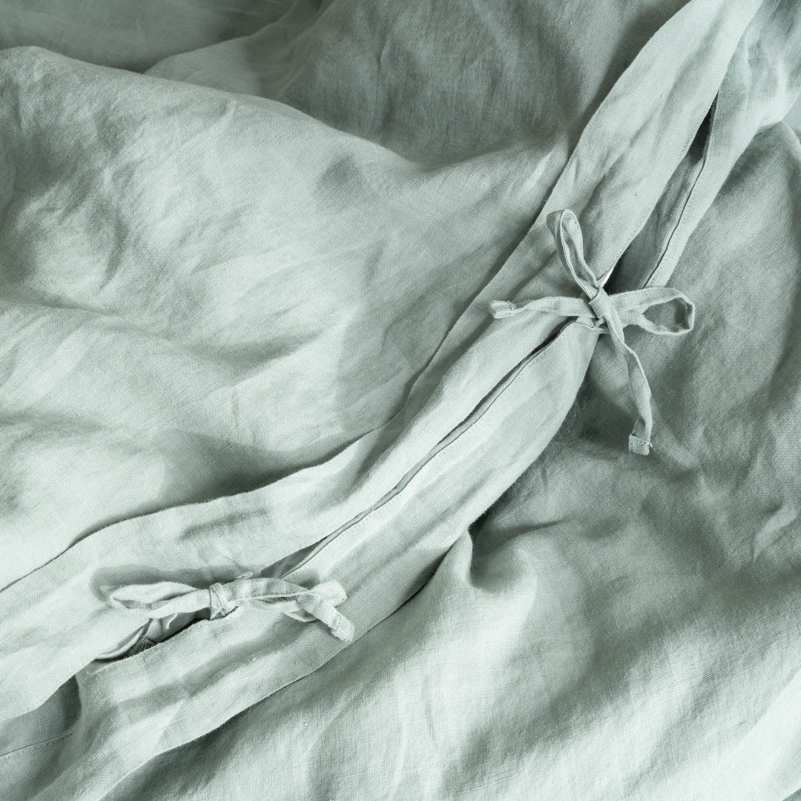 French Flax Linen Quilt Cover Set in Sage - Image 5