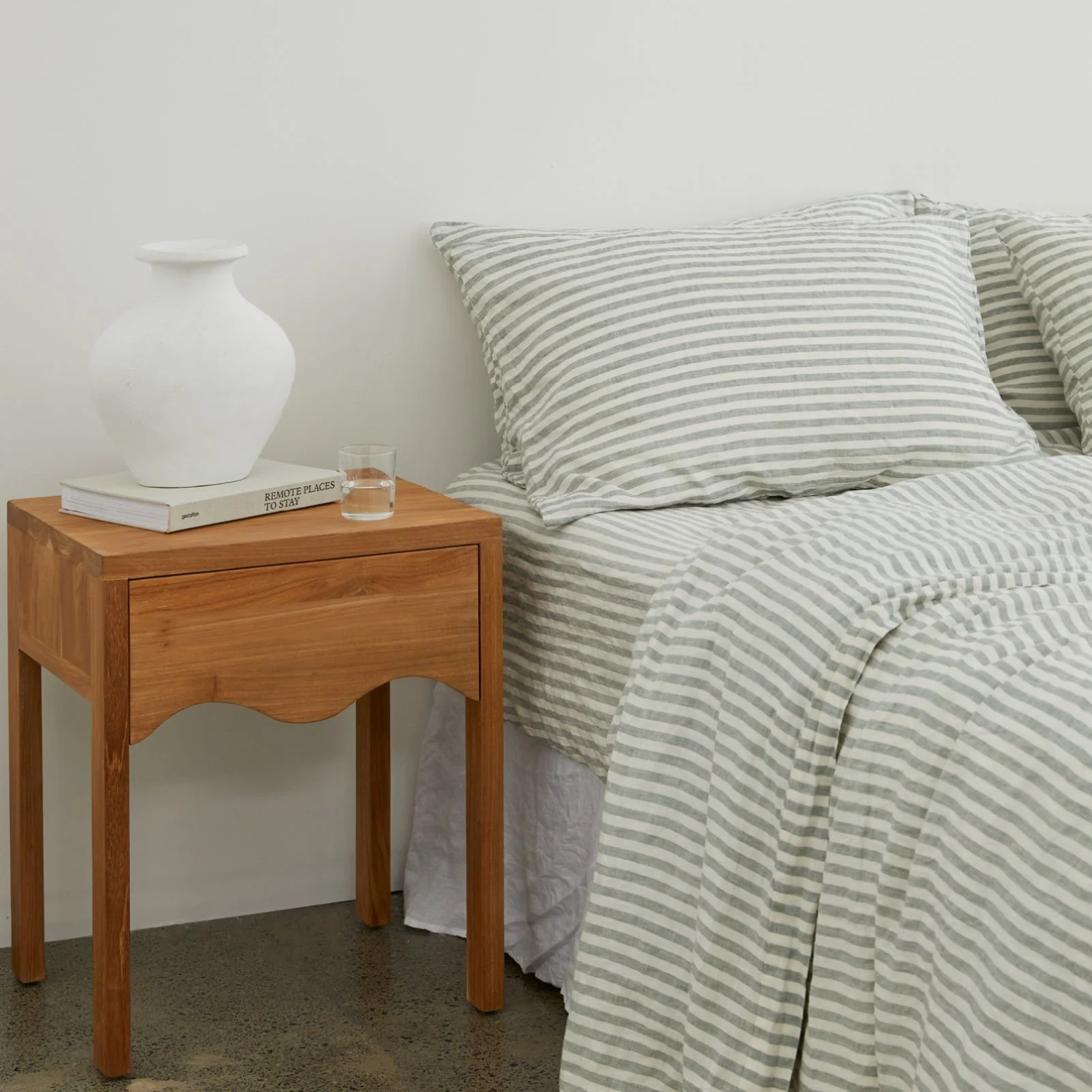French Flax Linen Quilt Cover Set in Sage Stripe - Image 8