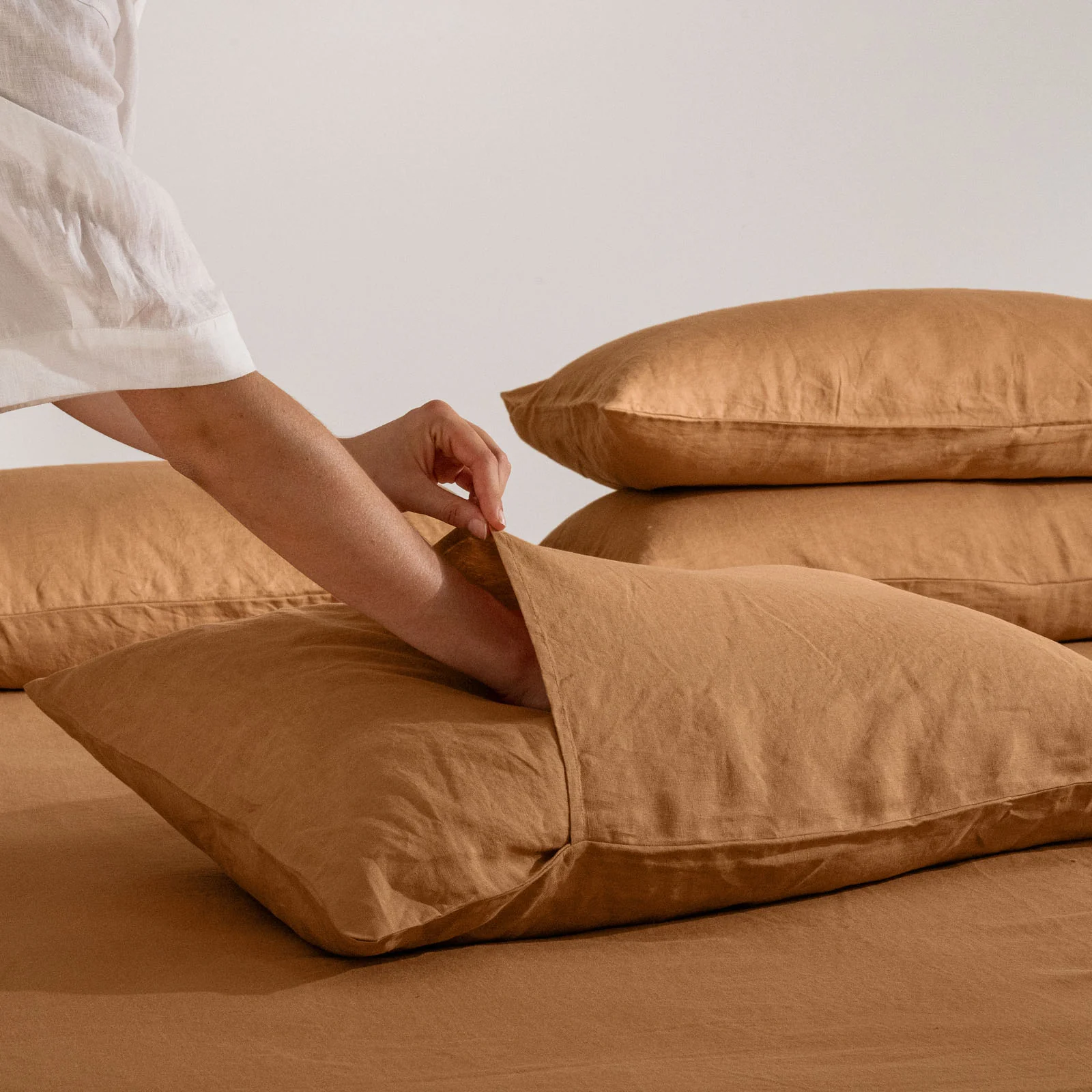French Flax Linen Quilt Cover Set in Sandalwood - Image 11