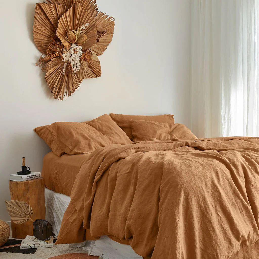 French Flax Linen Quilt Cover Set in Sandalwood - Image 3