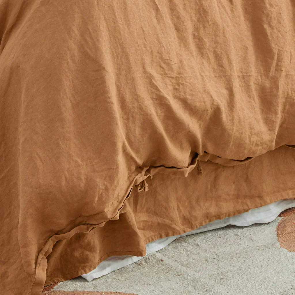 French Flax Linen Quilt Cover Set in Sandalwood - Image 8