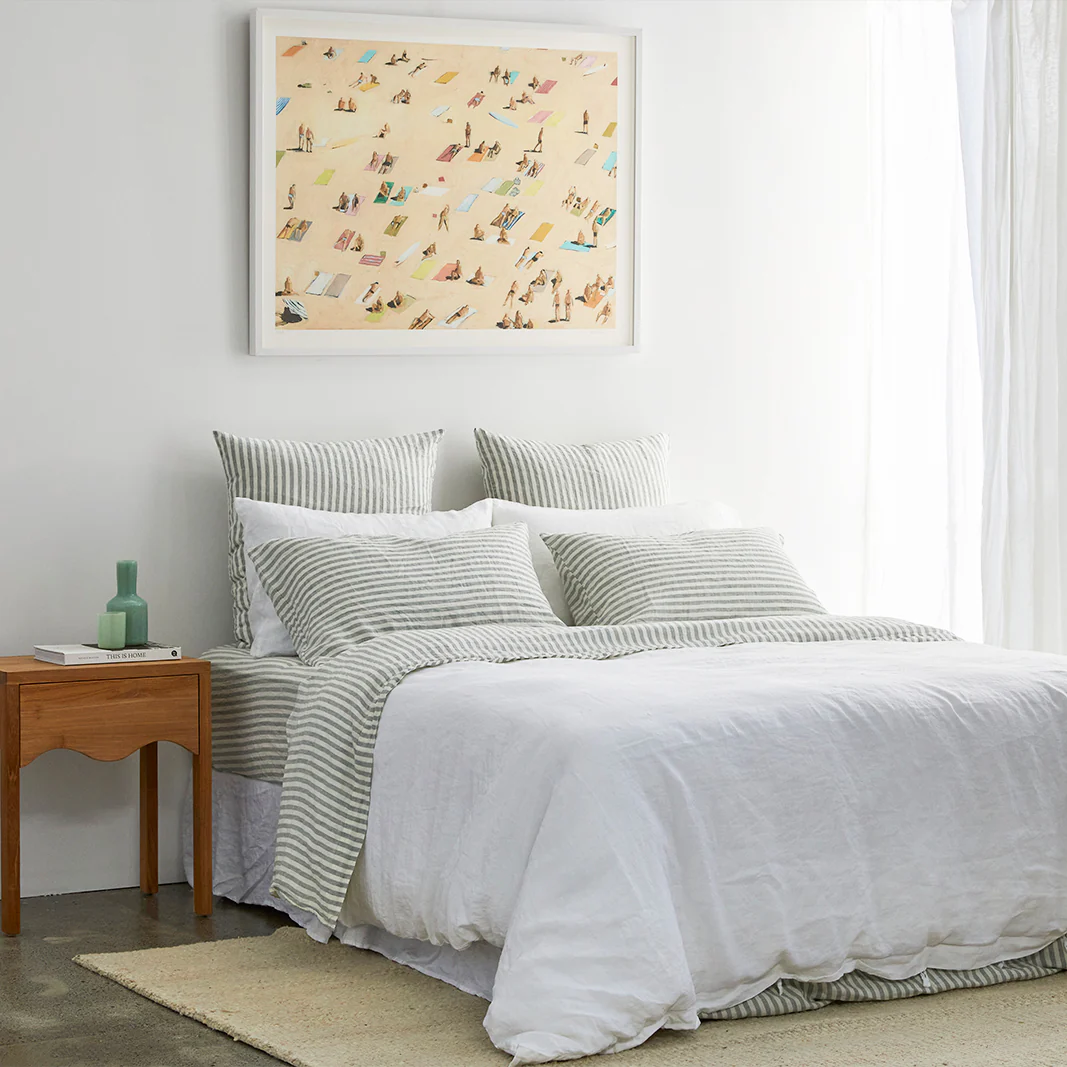 French Flax Linen Quilt Cover Set in White - Image 12