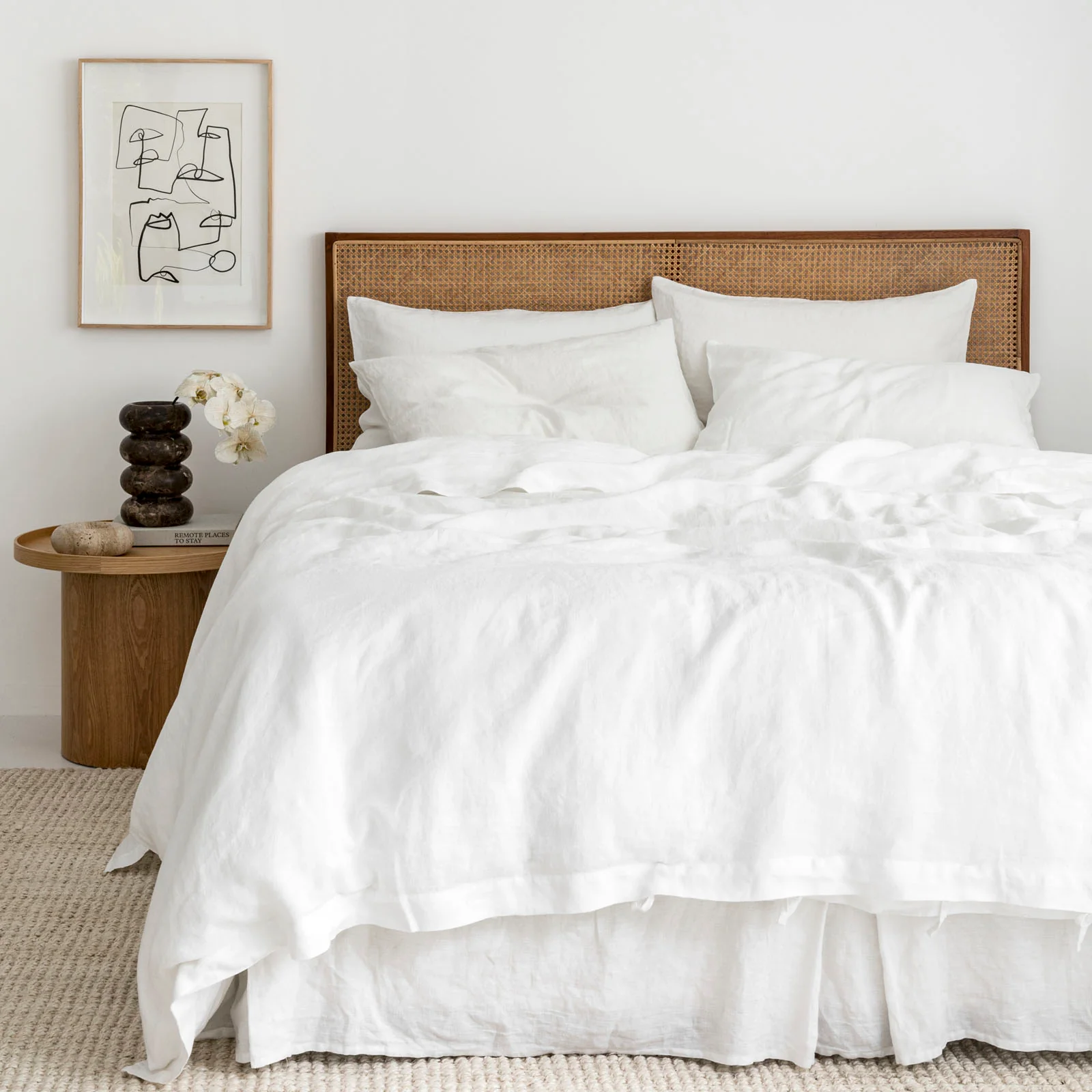 French Flax Linen Quilt Cover Set in White - Image 3